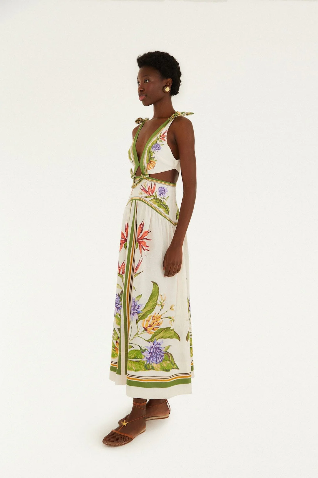 Sand Tropical Scarf Maxi Dress