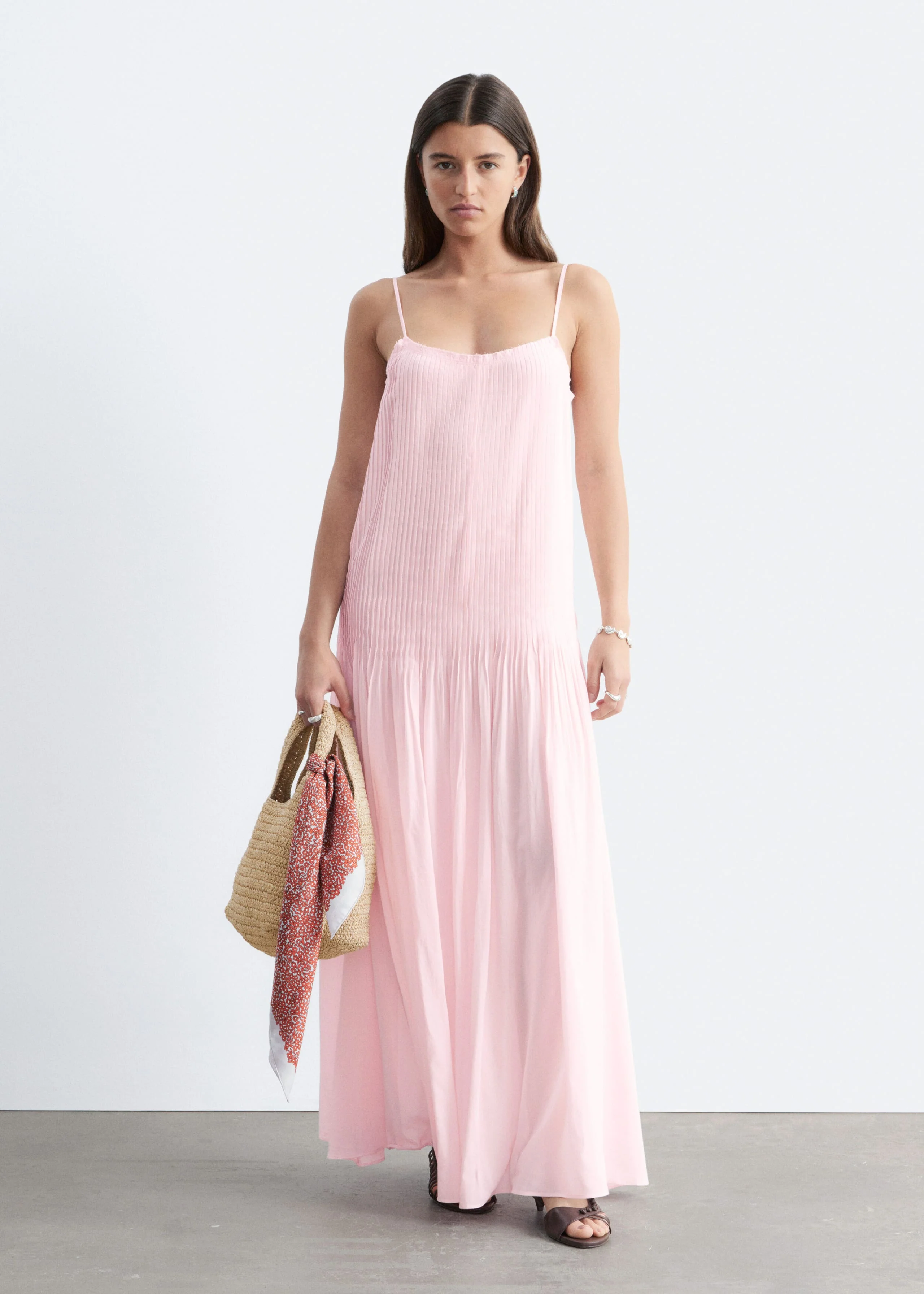 Pleated Bodice Maxi Dress
