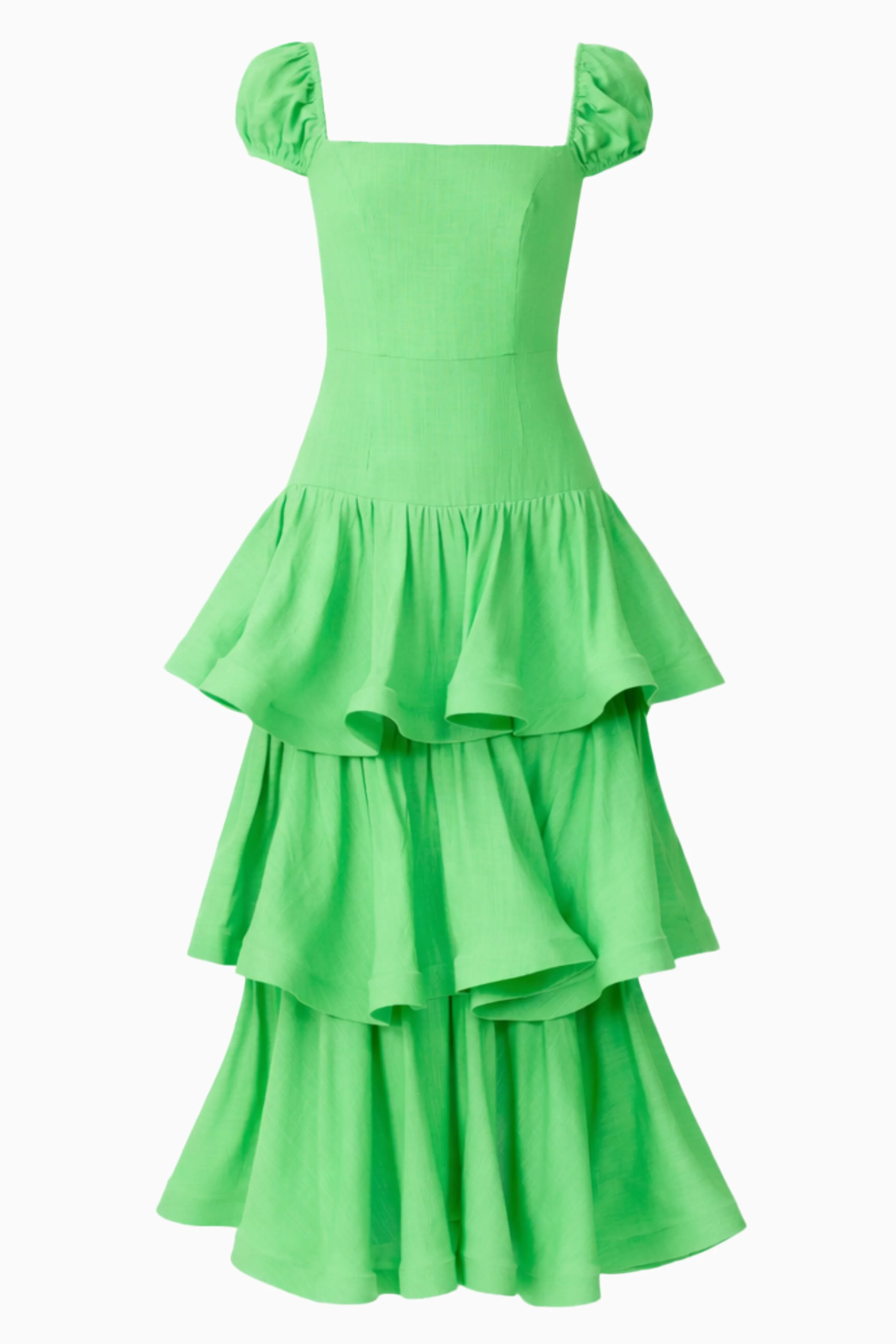 Emilie Tiered Maxi Dress in Kelly Green