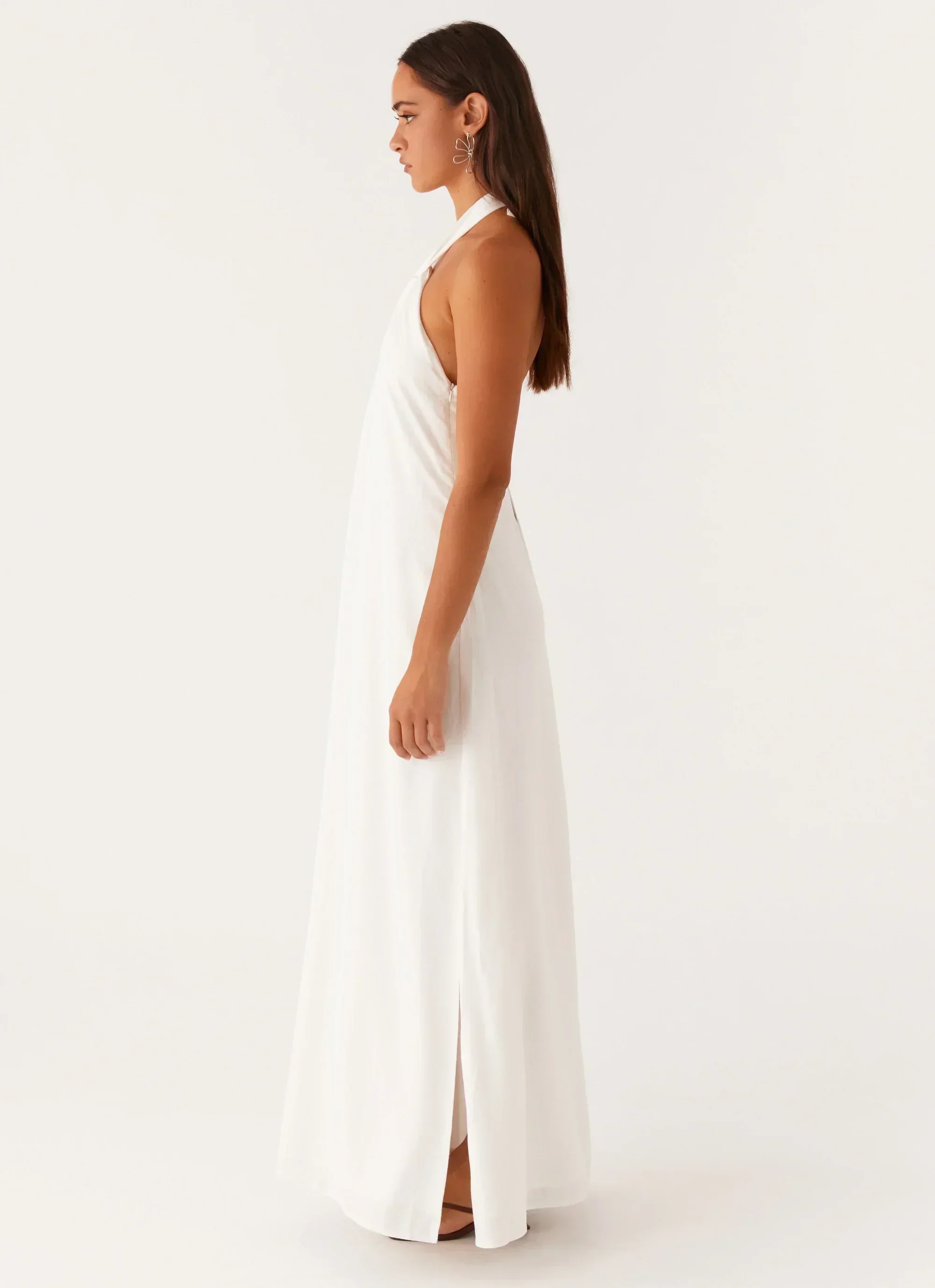 Golden Child Linen Maxi Dress - White - luluinthesky