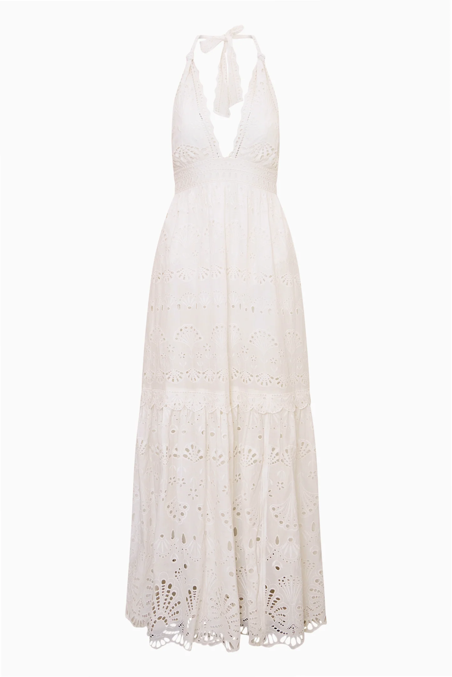 Trix Eyelet Halter Maxi Dress