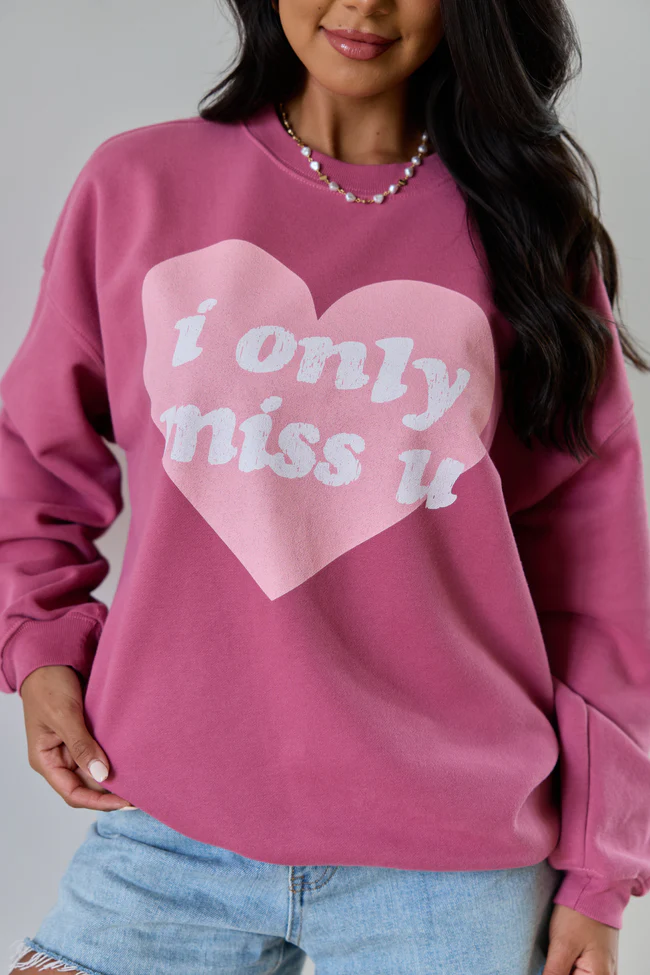 I Only Miss U Rose Graphic Sweatshirt