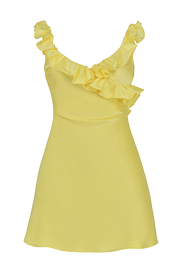 Buttercup Satin Ruffle Mini Dress