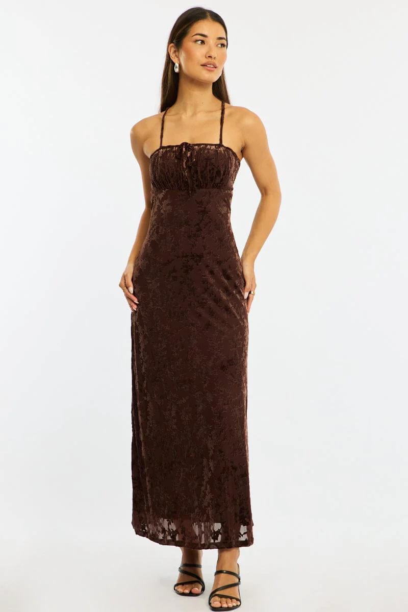 Brown Midi Dress Strappy