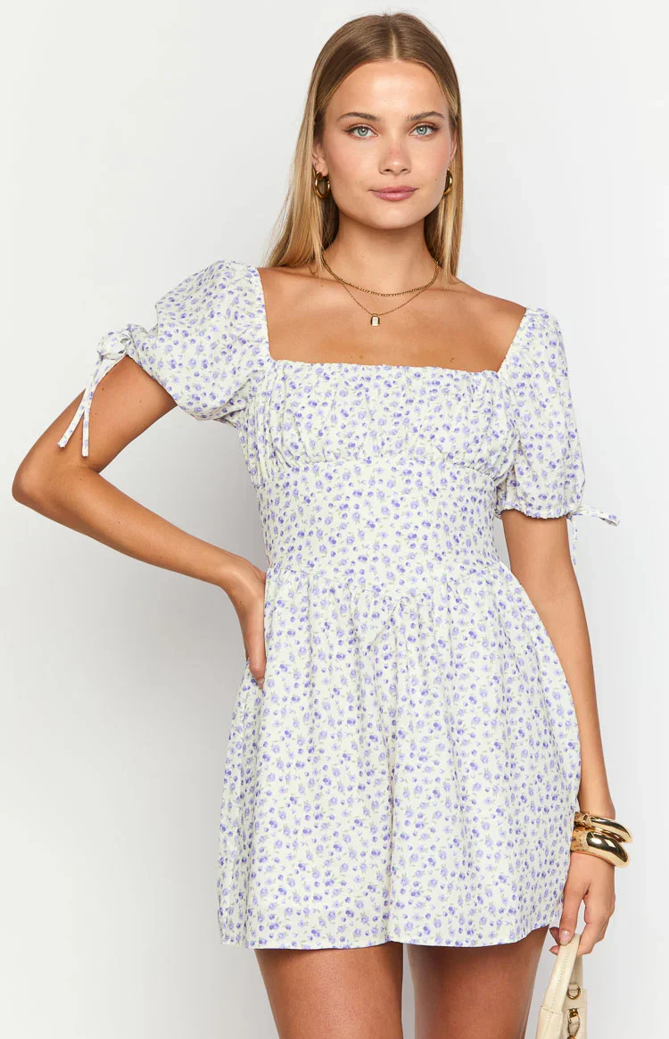 Danyal Purple Floral Mini Dress