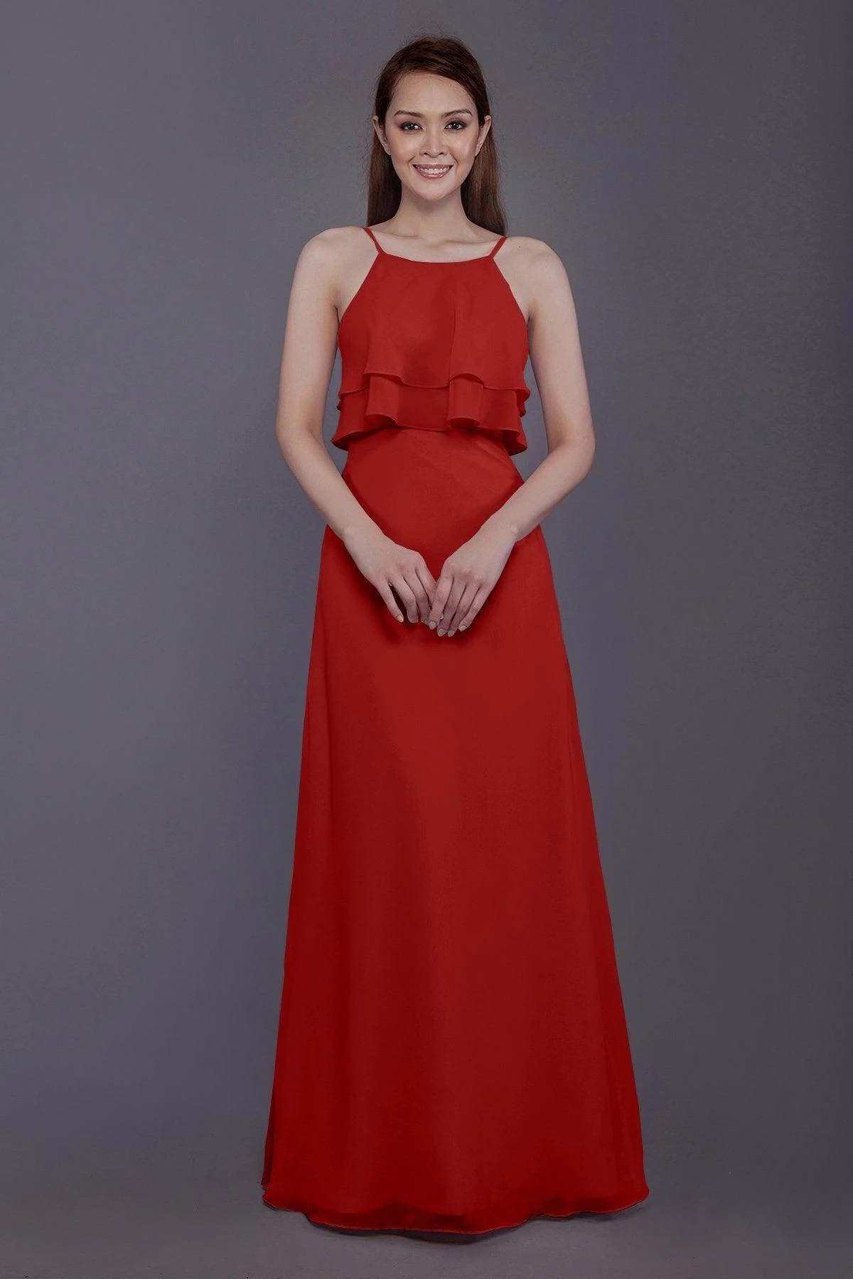 Sheath-Column Floor Length Chiffon Bridesmaid Dress PR3577