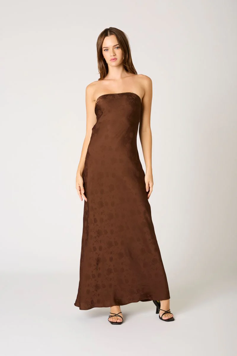 Strapless Open Cowl Back Gown