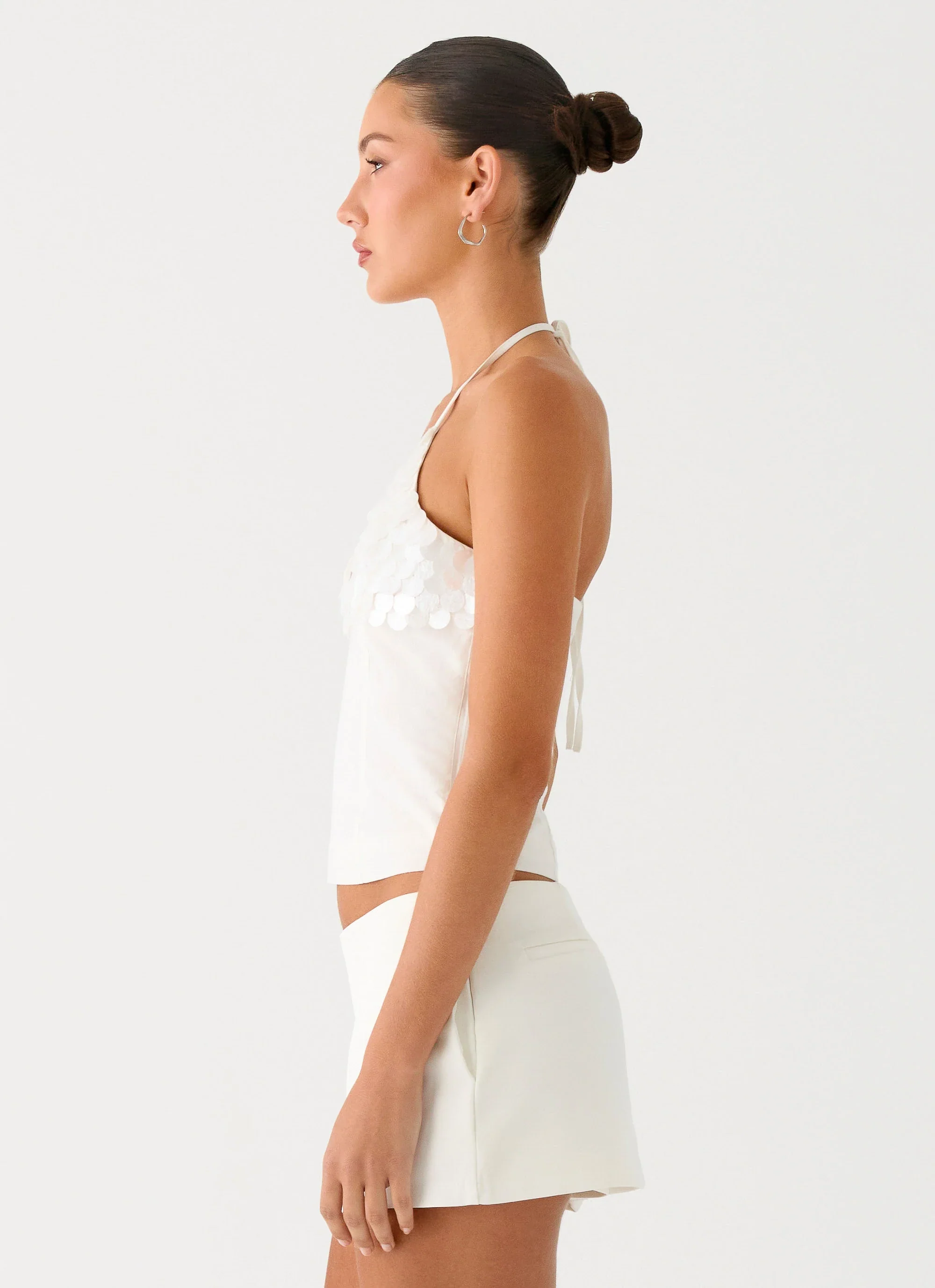 Lori beaded Halter Top - Ivory