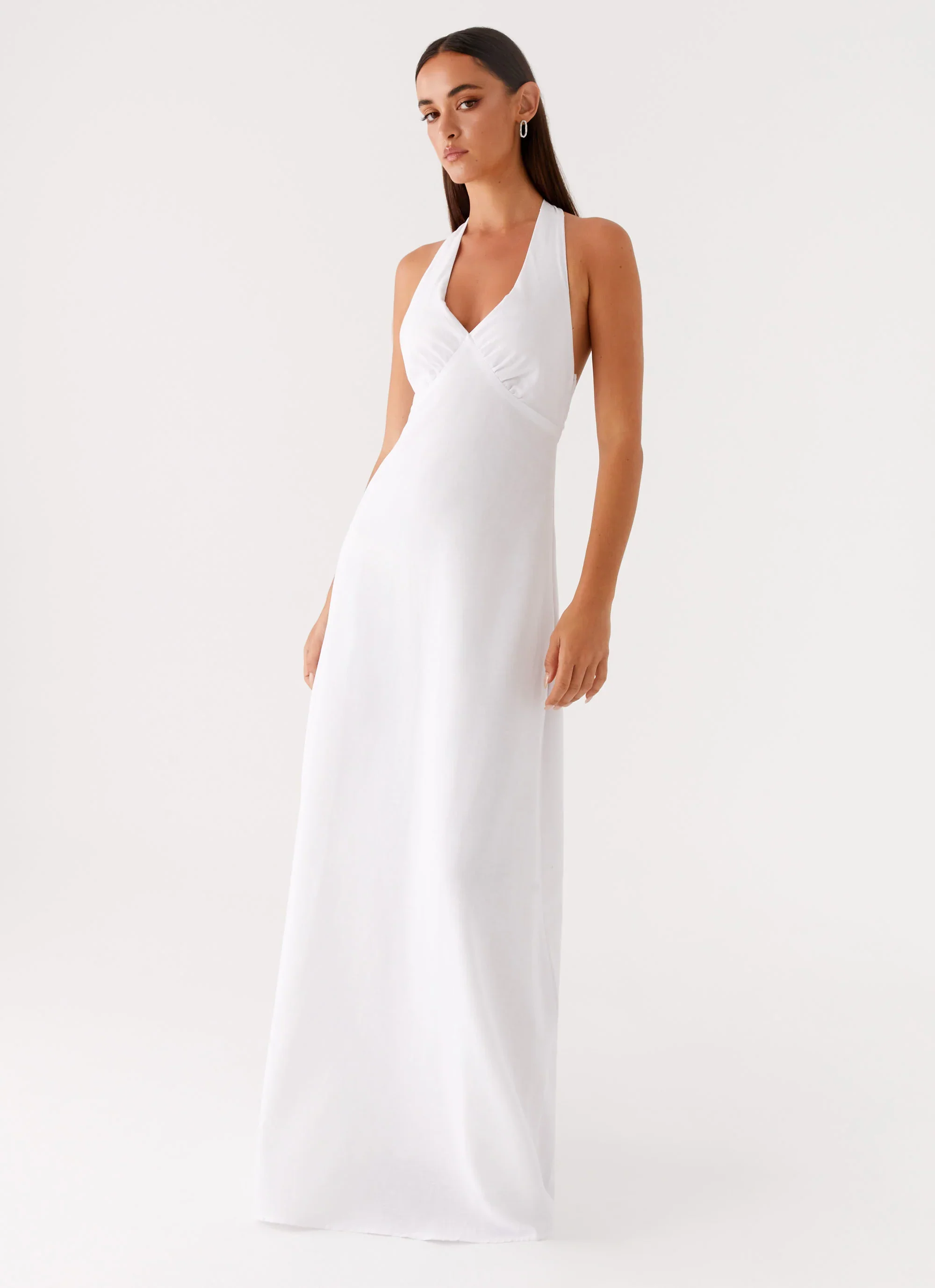 Heavy Hearted Linen Maxi Dress - White