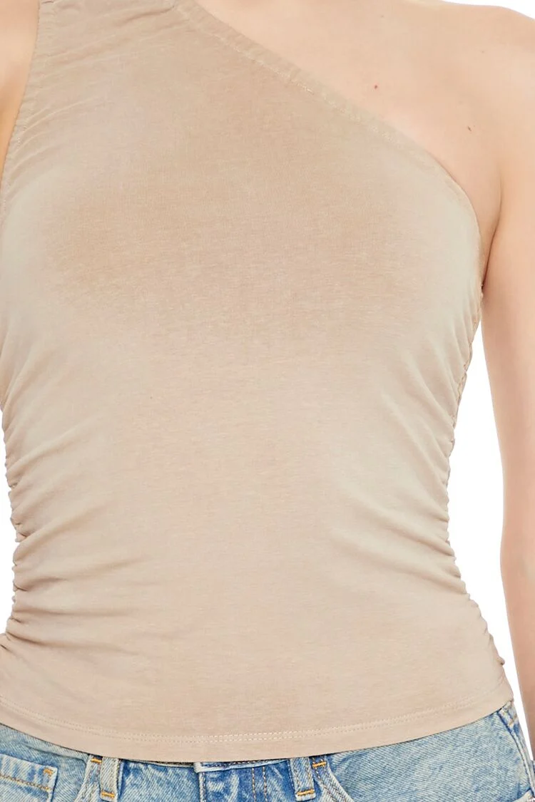 Ruched One-Shoulder Tank Top