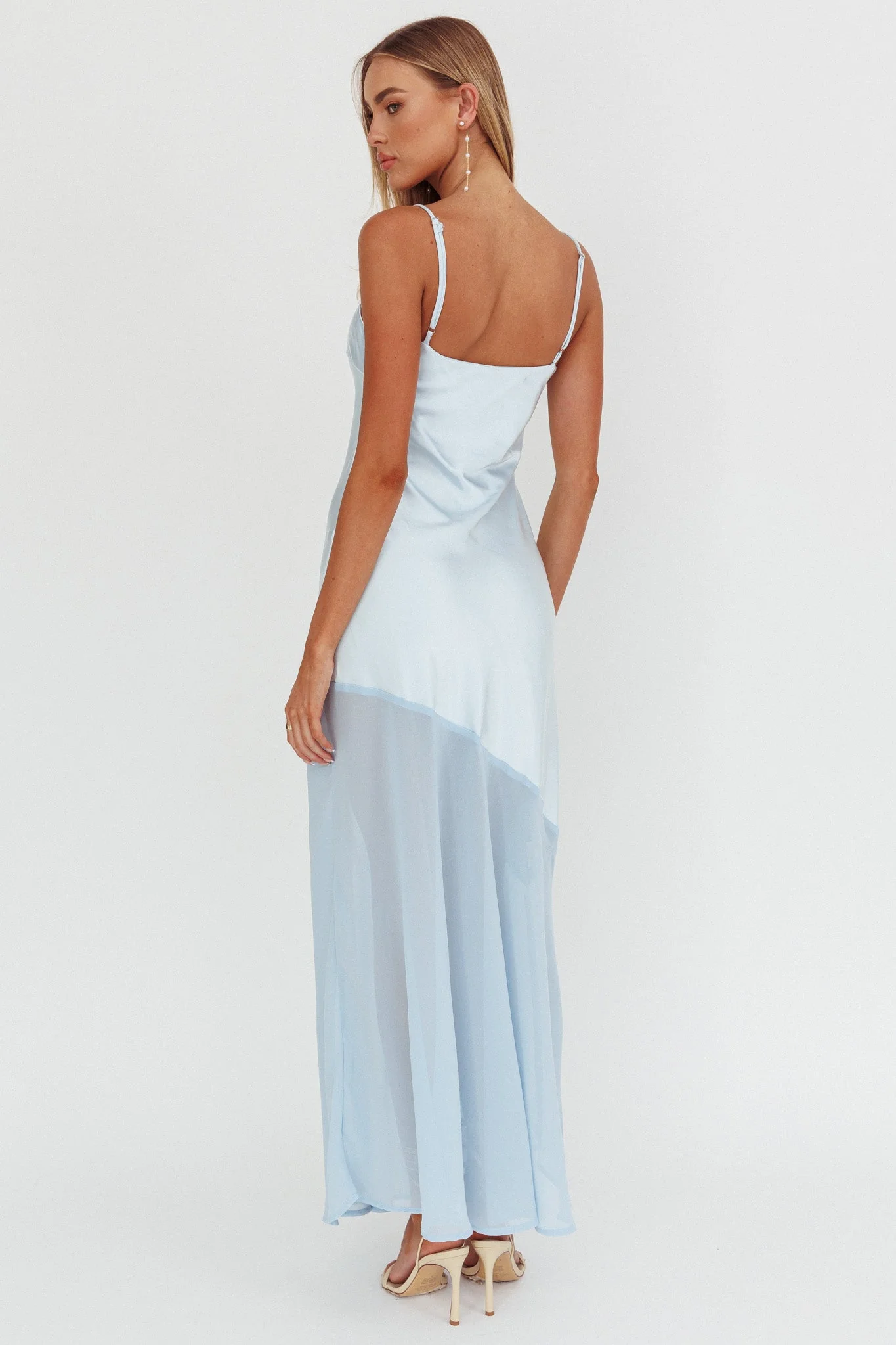 Gilded Dream Chiffon Hem Maxi Dress Baby Blue