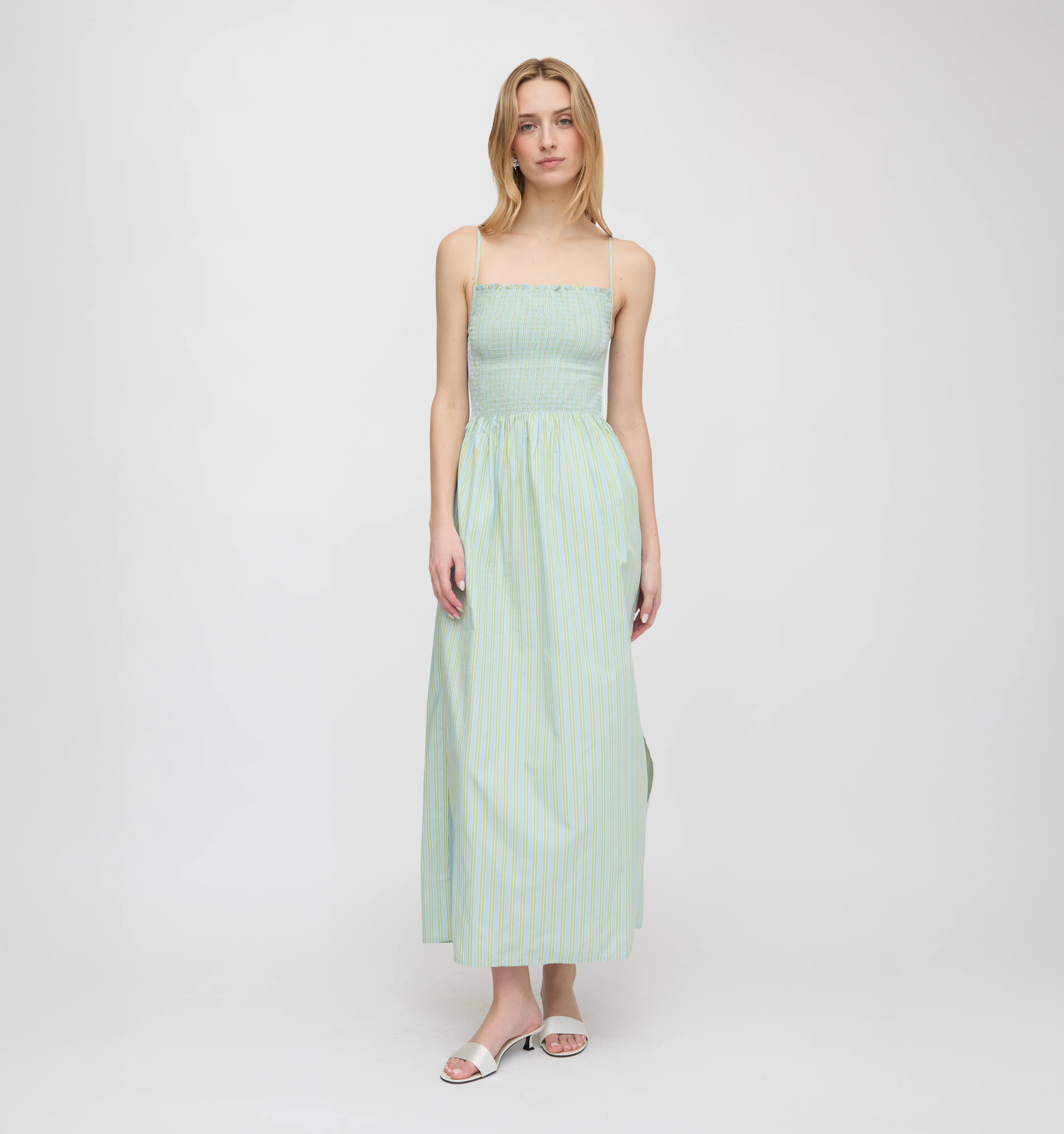 The Isabel Nap Dress - Blue/Green Stripe