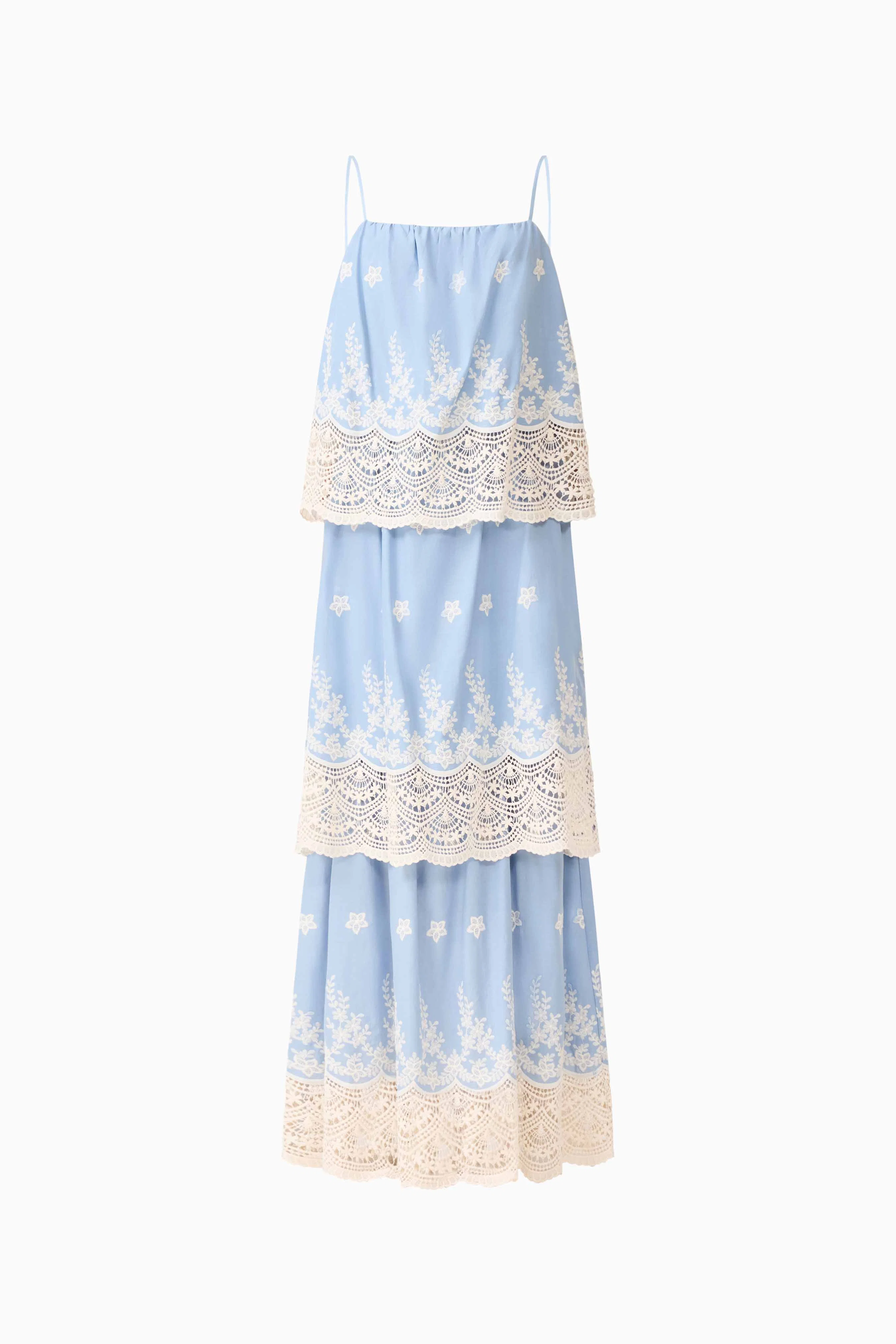 CURAAE Estella Maxi Dress in Blue & Cream