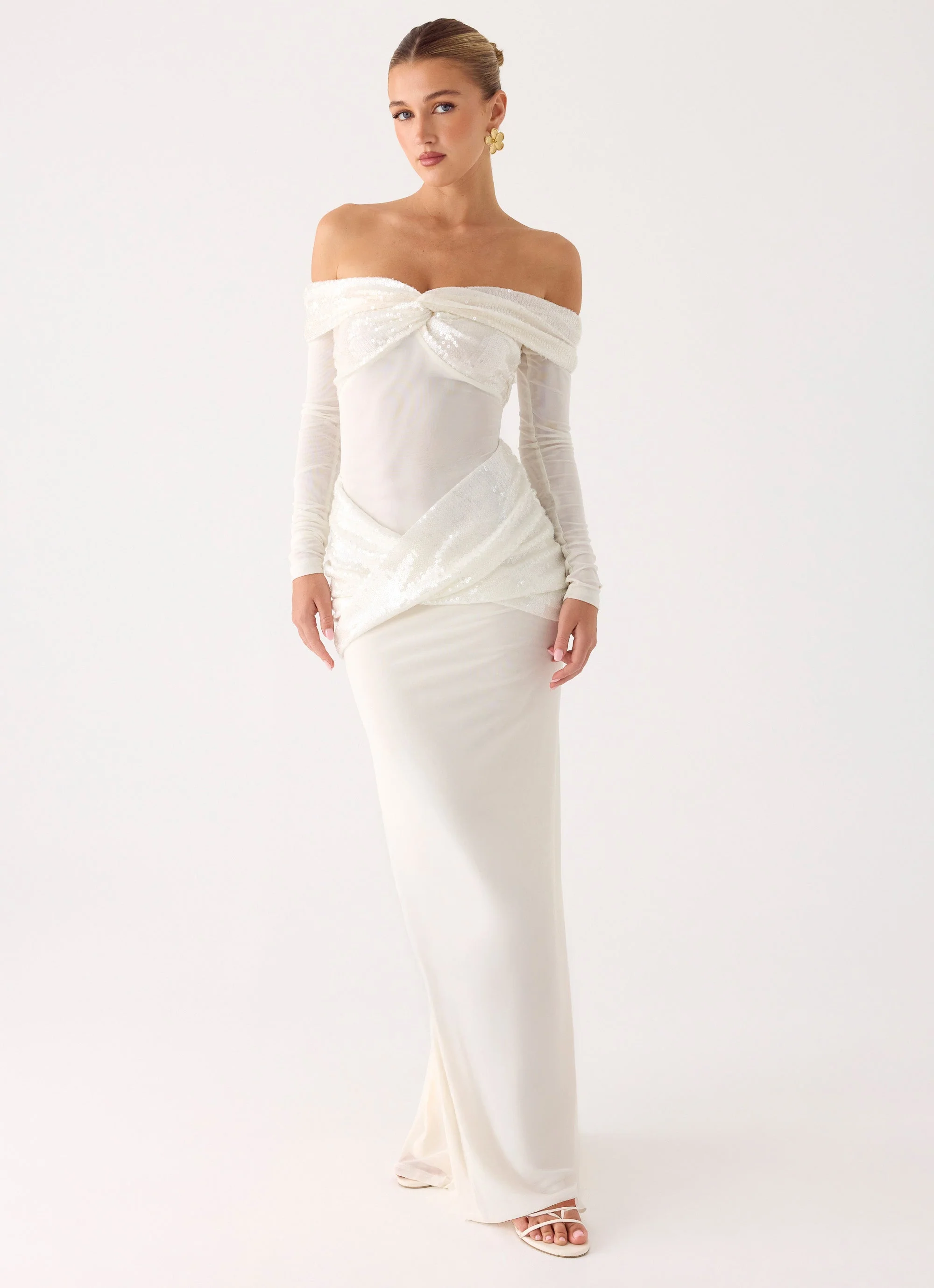 Over To You Sequin Maxi Dress - White - luluinthesky