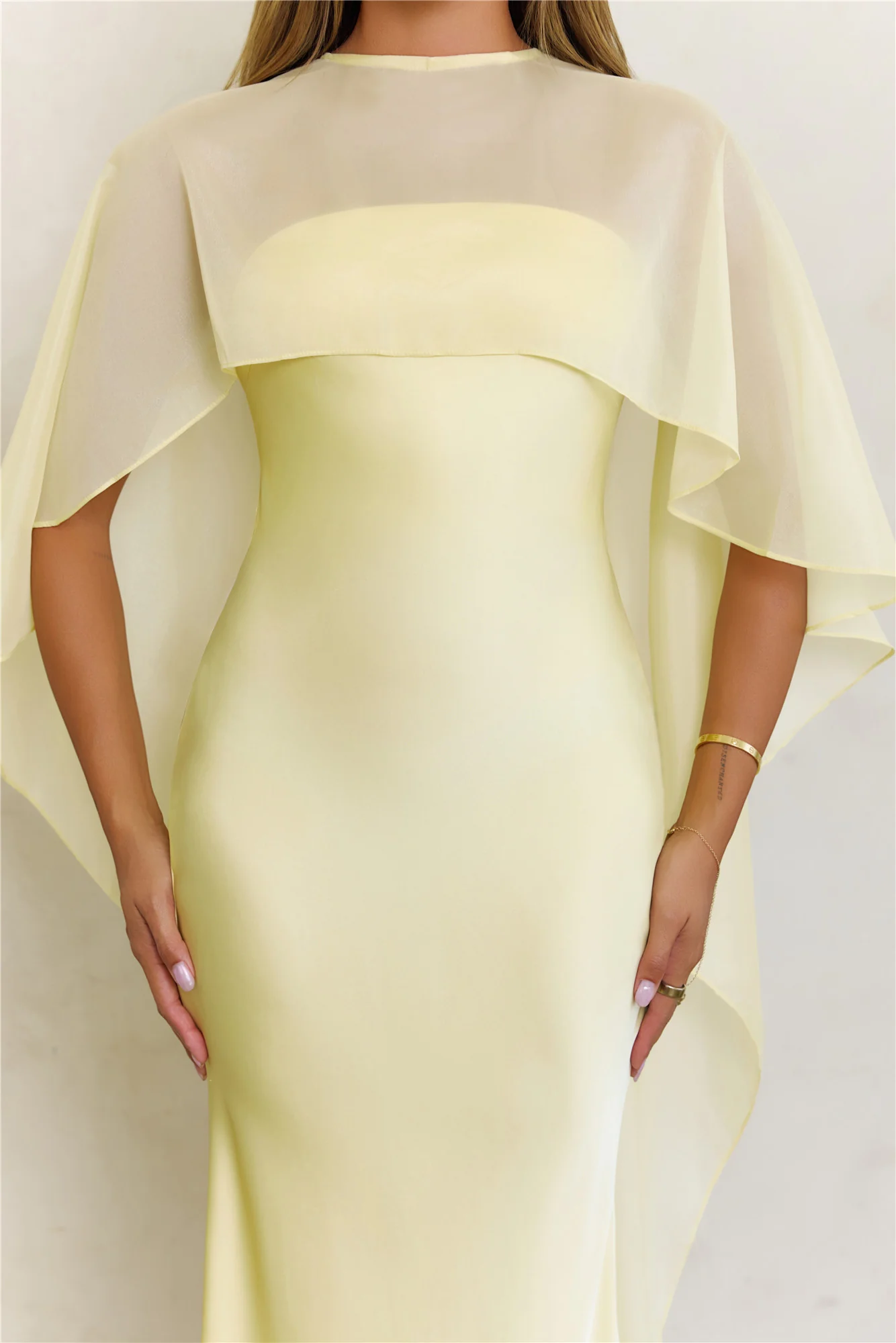 Love Locked In Sheer Overlay Maxi Dress Butter