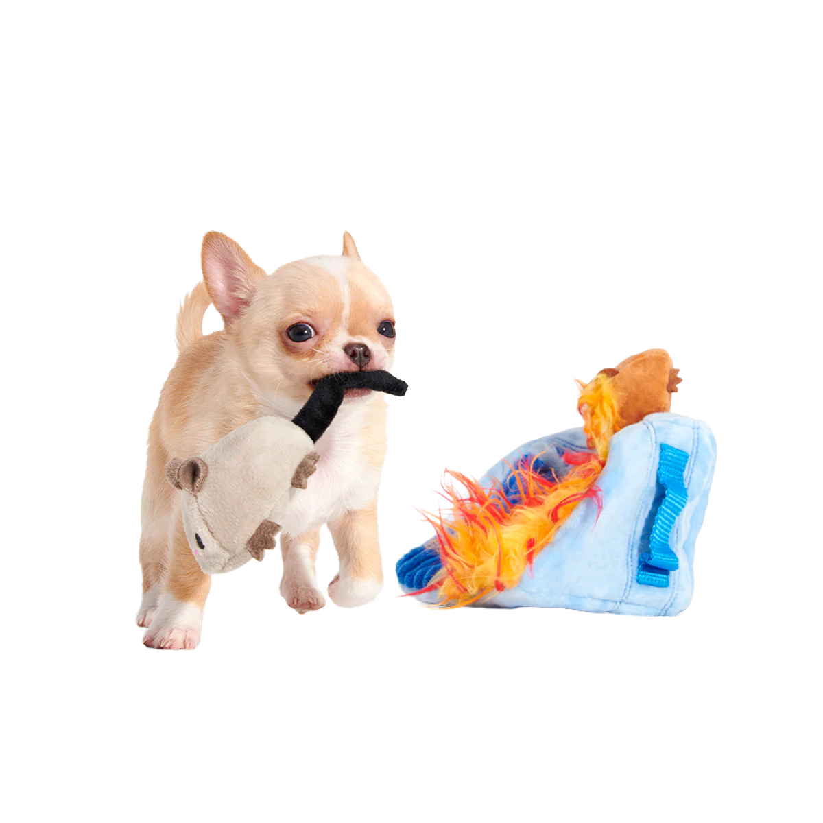Hide n' Squeak Dumpster Fire Plush Multi-Part + Enrichment Dog Toy