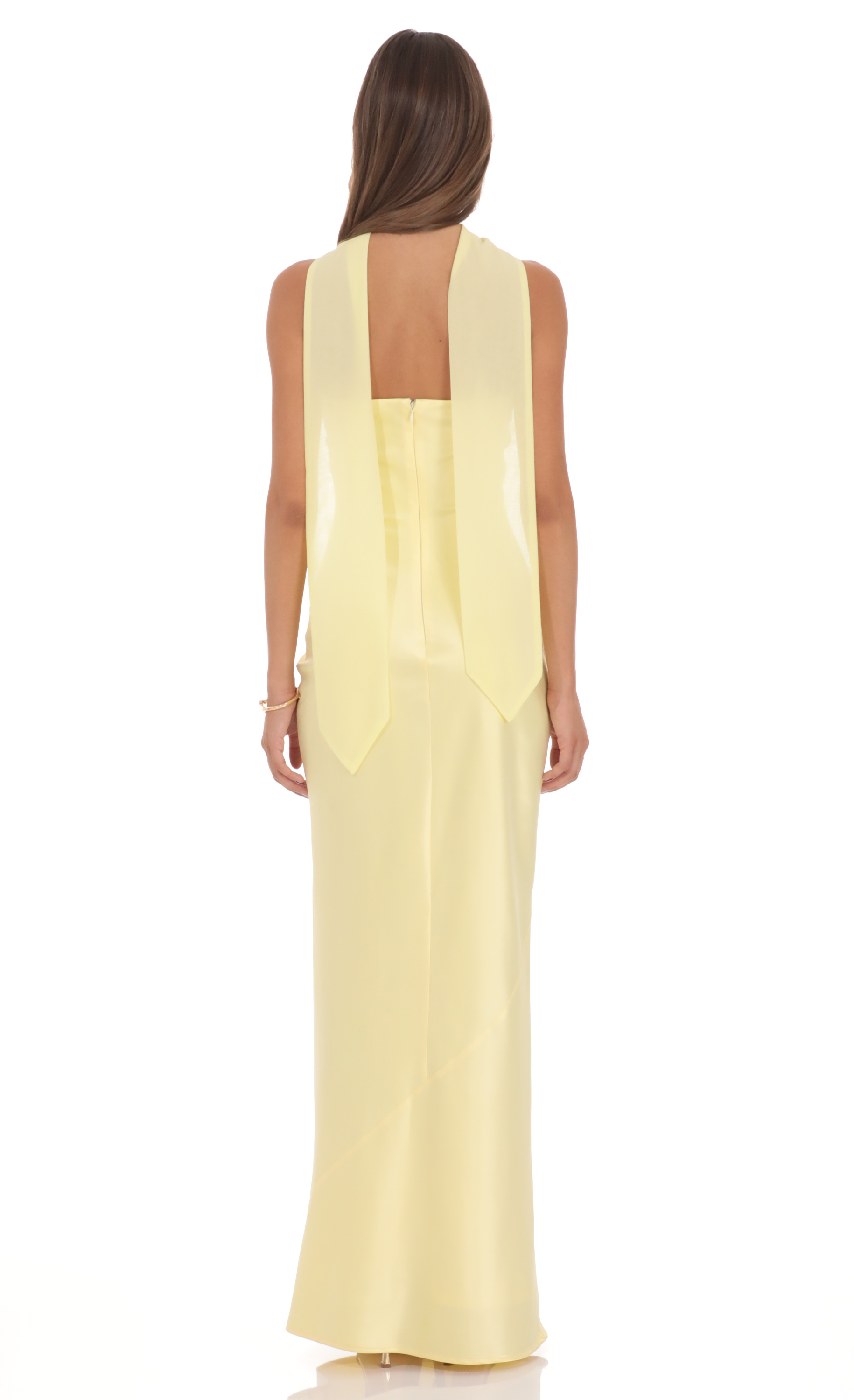 Strapless Fitted Maxi Dress With Chocker Style Scarf - luluinthesky