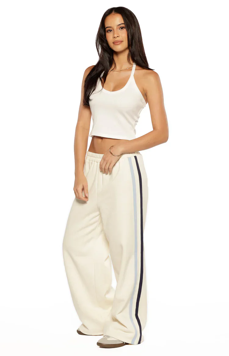 Leya White Contrast Stripe Pants - luluinthesky