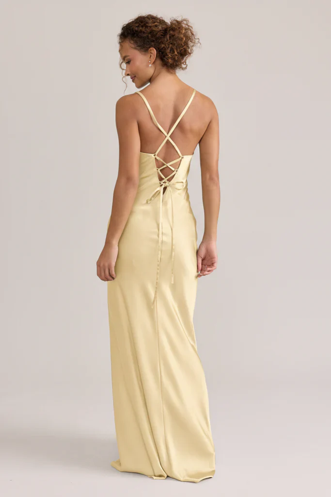 Ellapink Satin Dress | Ready To Ship | Pale Yellow