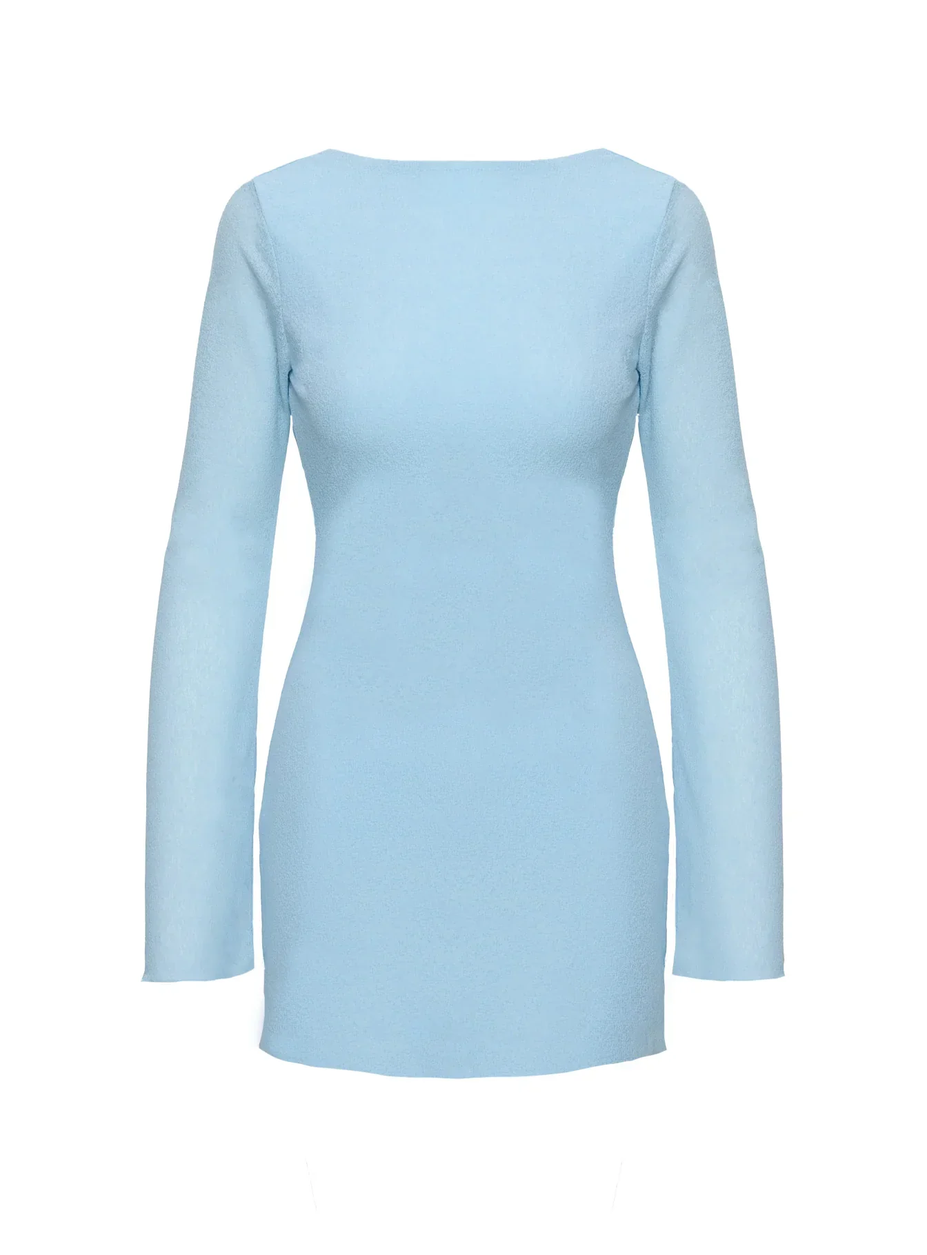 Visualize Long Sleeve Mini Dress Light Blue - luluinthesky