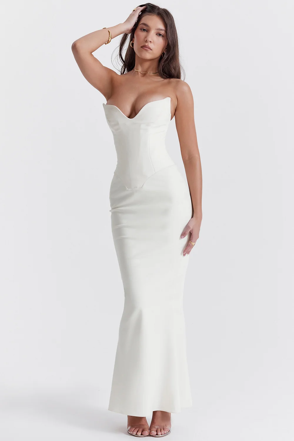 ivory strapless corset dress