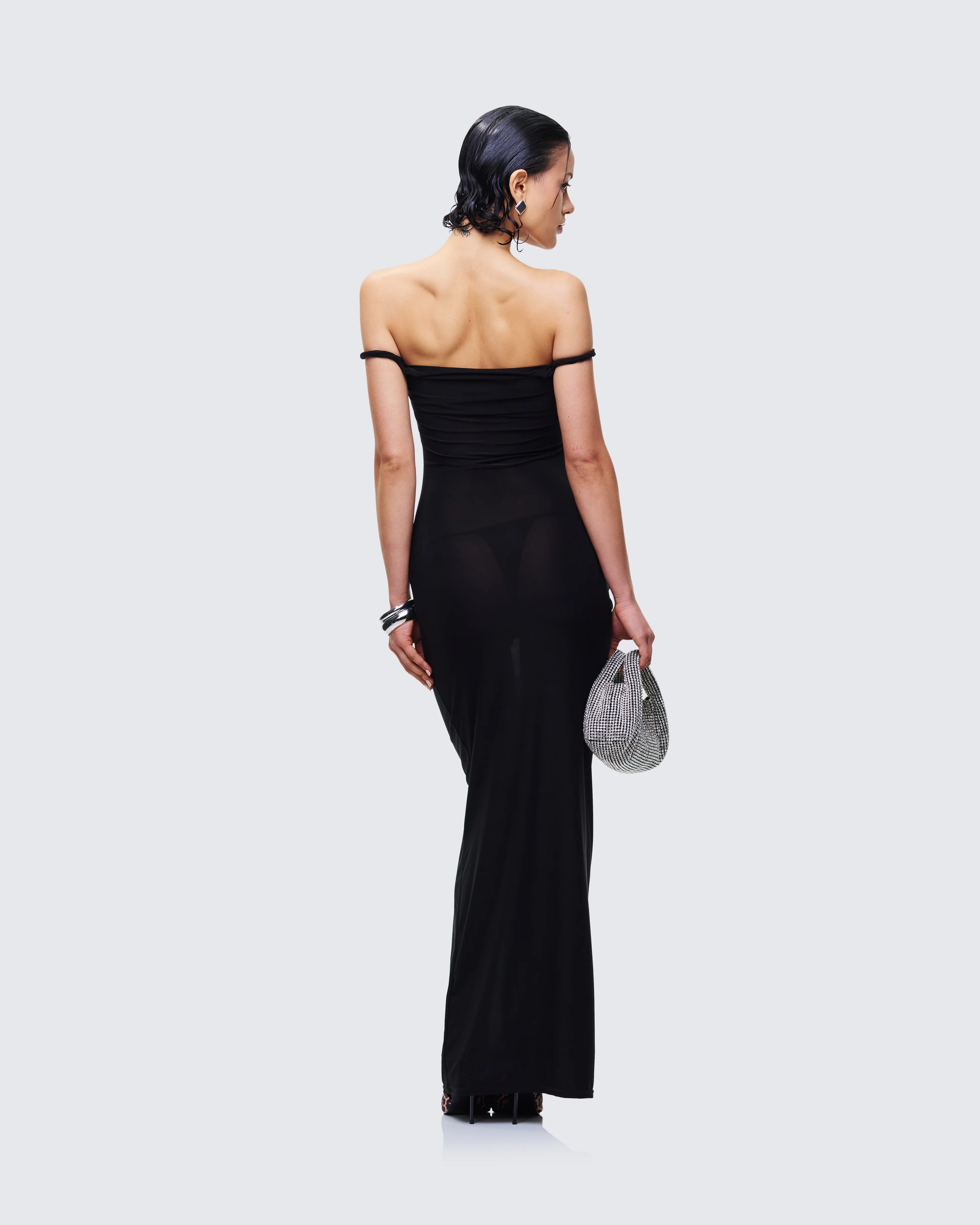 Elaris Black Twist Strap Maxi Dress