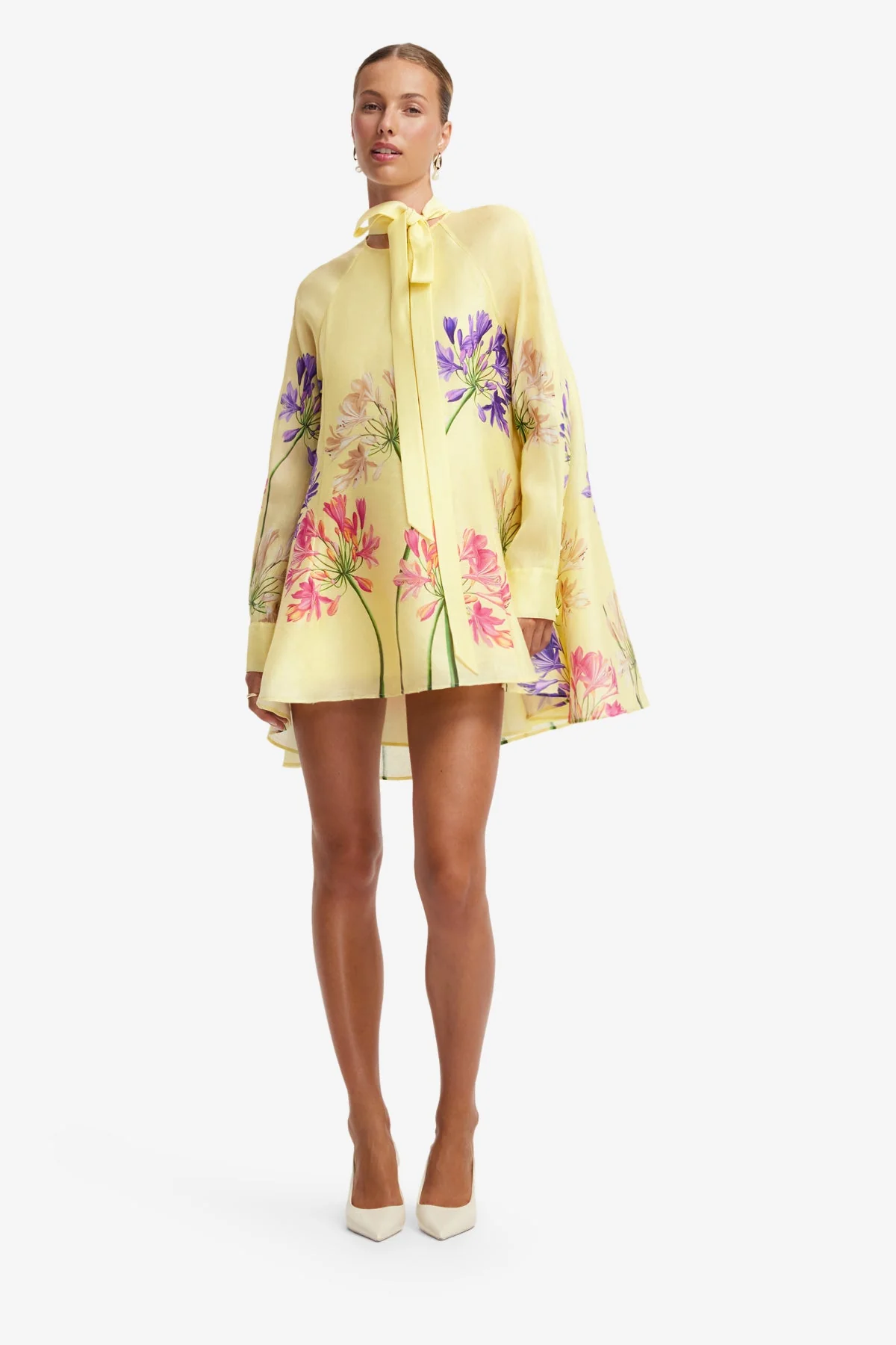 Libby Mini Dress - Agapanthus Print