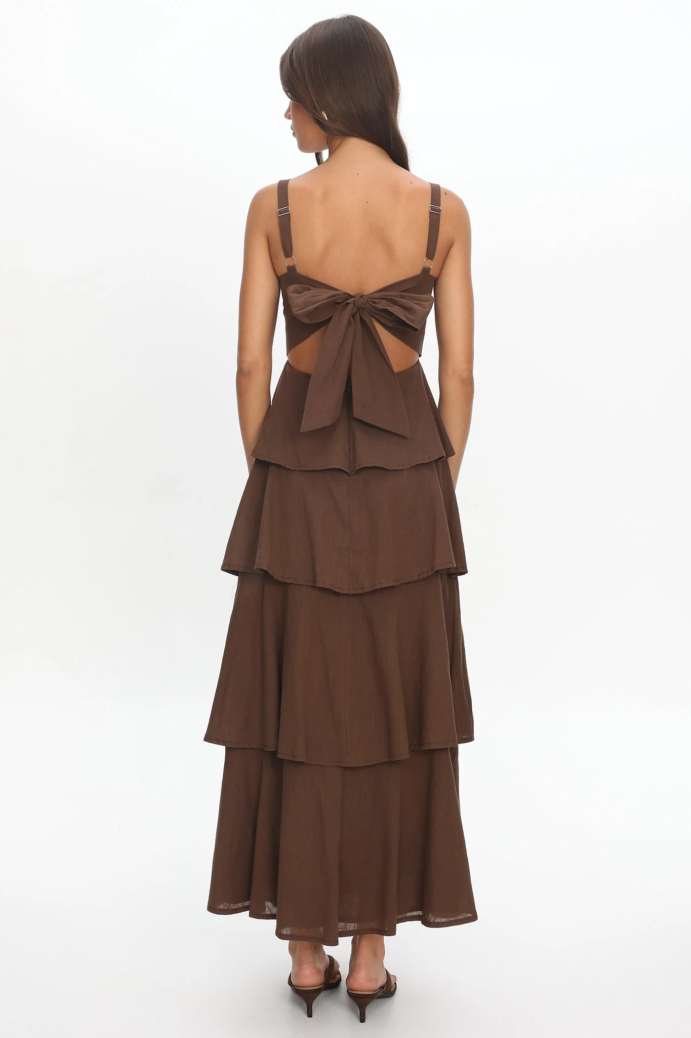 Provence Bloom Tiered Maxi Dress Chocolate
