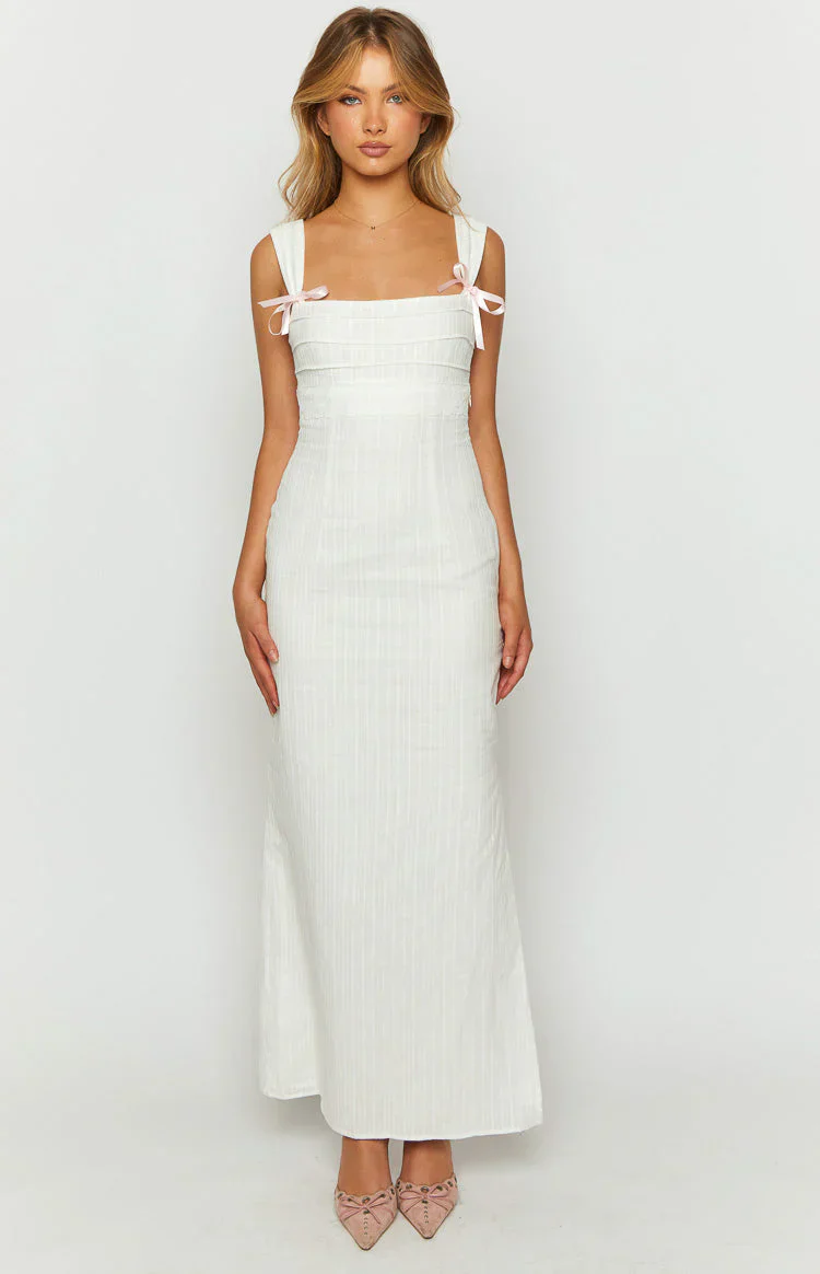 Magnus White Tie Back Maxi Dress - luluinthesky