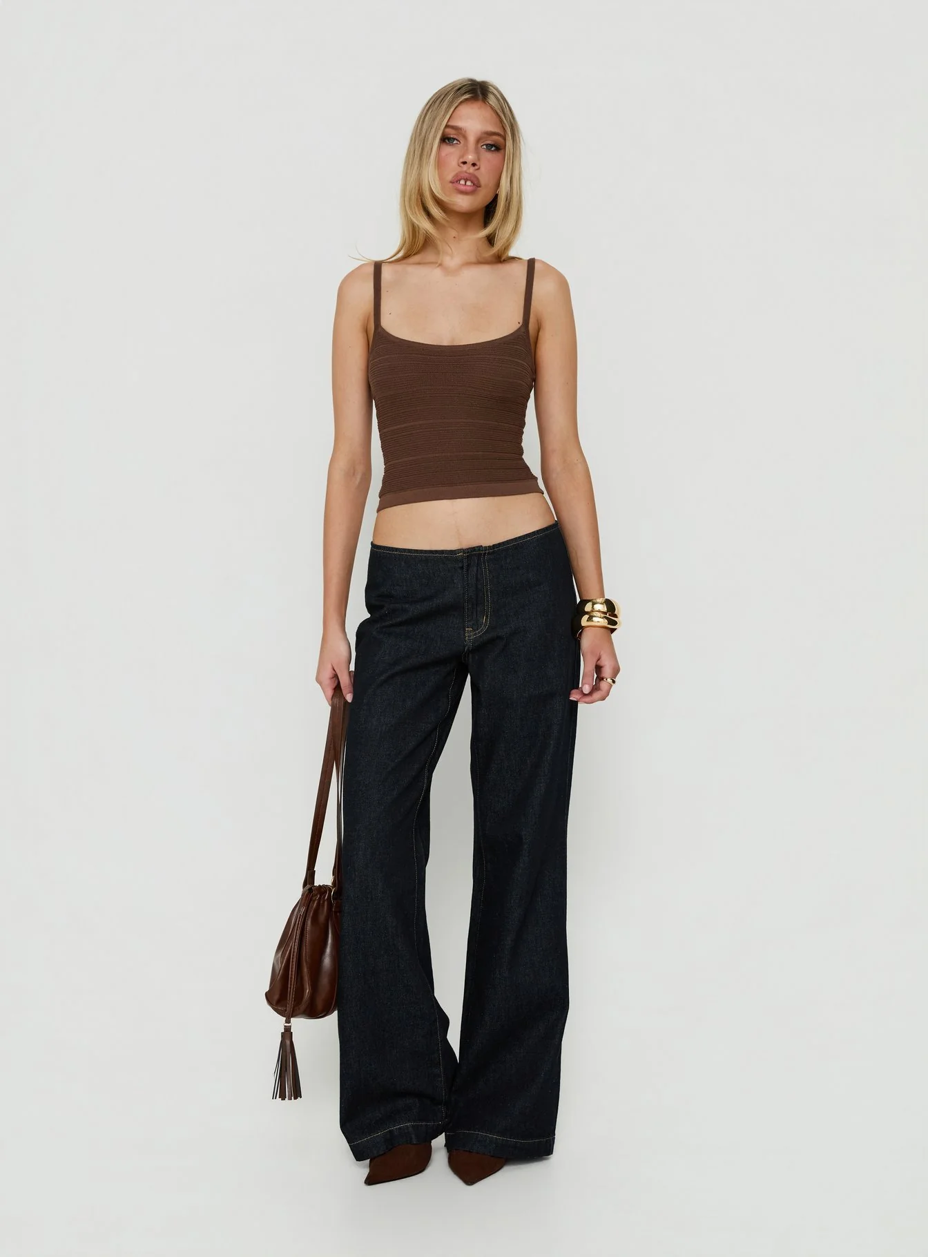 Wilah Knit Tank Top Brown