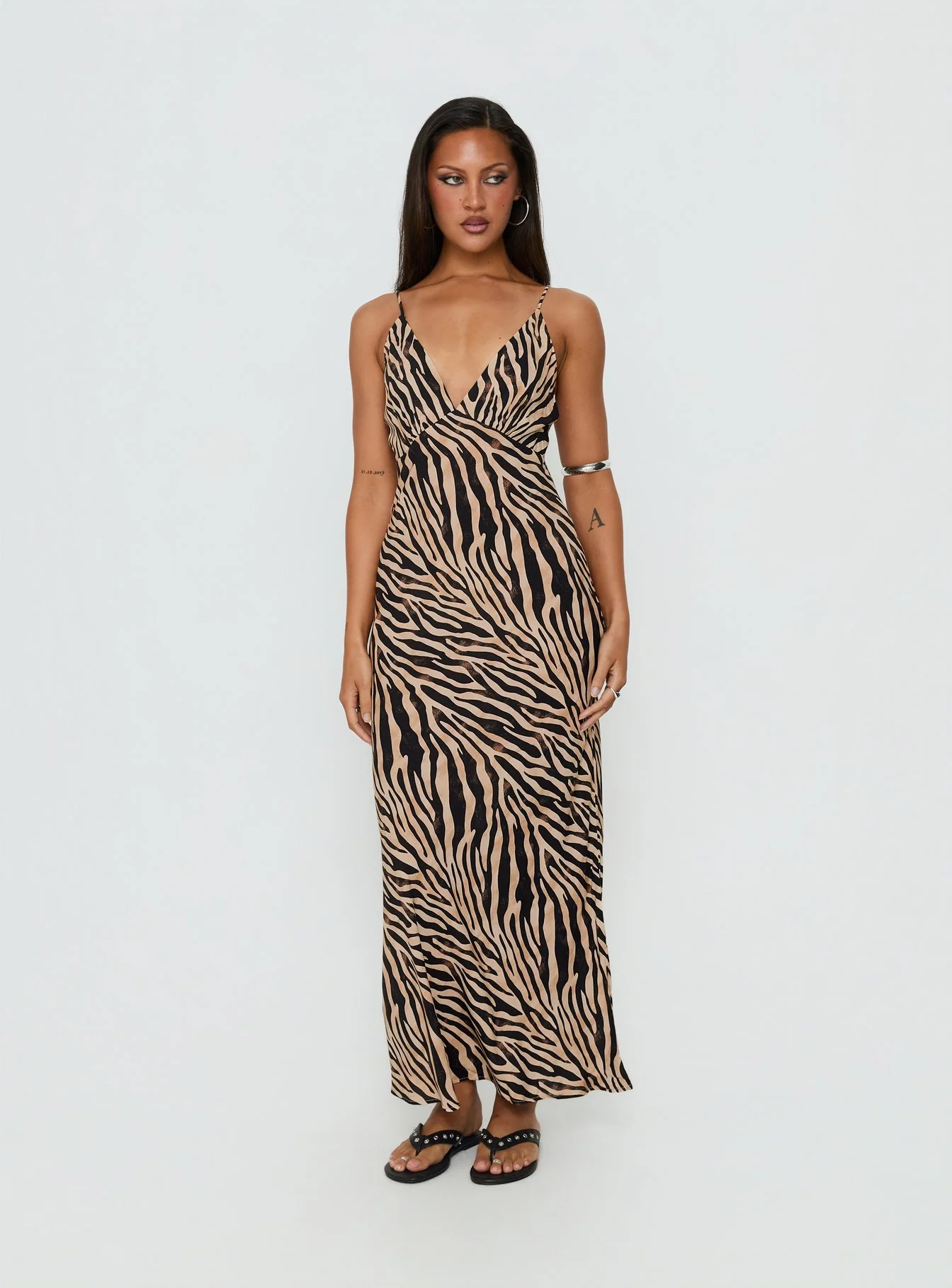 Cherilynn V Neck Maxi Dress Zebra