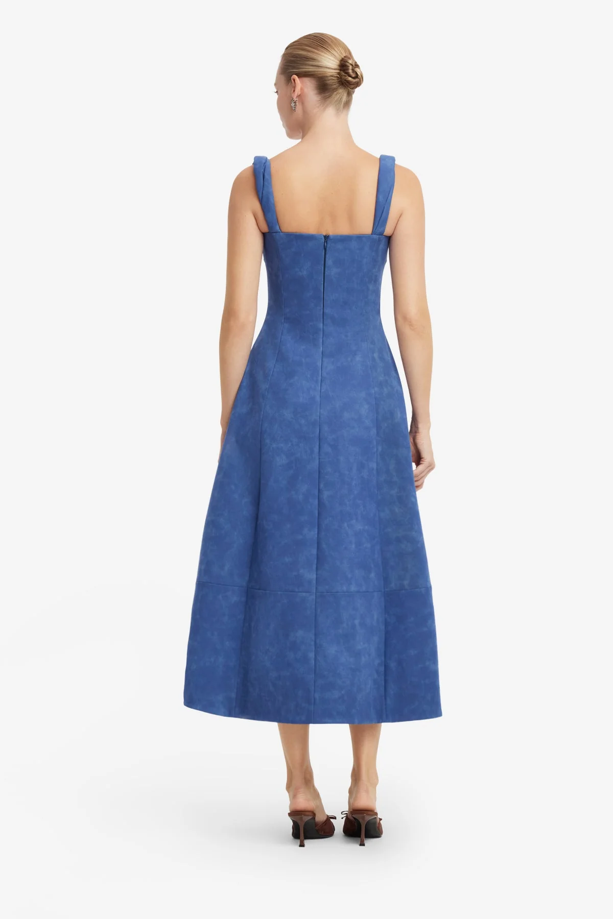 Beatrice Embellished Vegan Suede Midi Dress - Azure