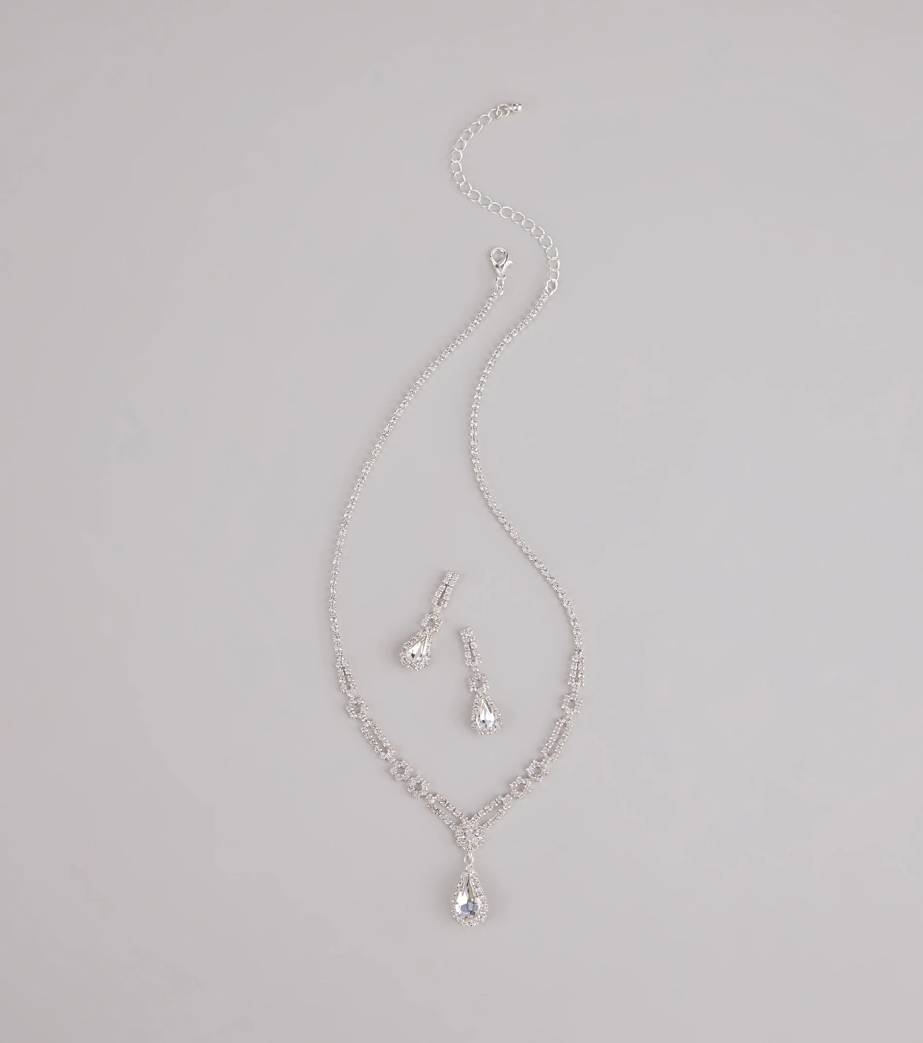 Crown Jewel Teardrop Necklace And Earrings Set