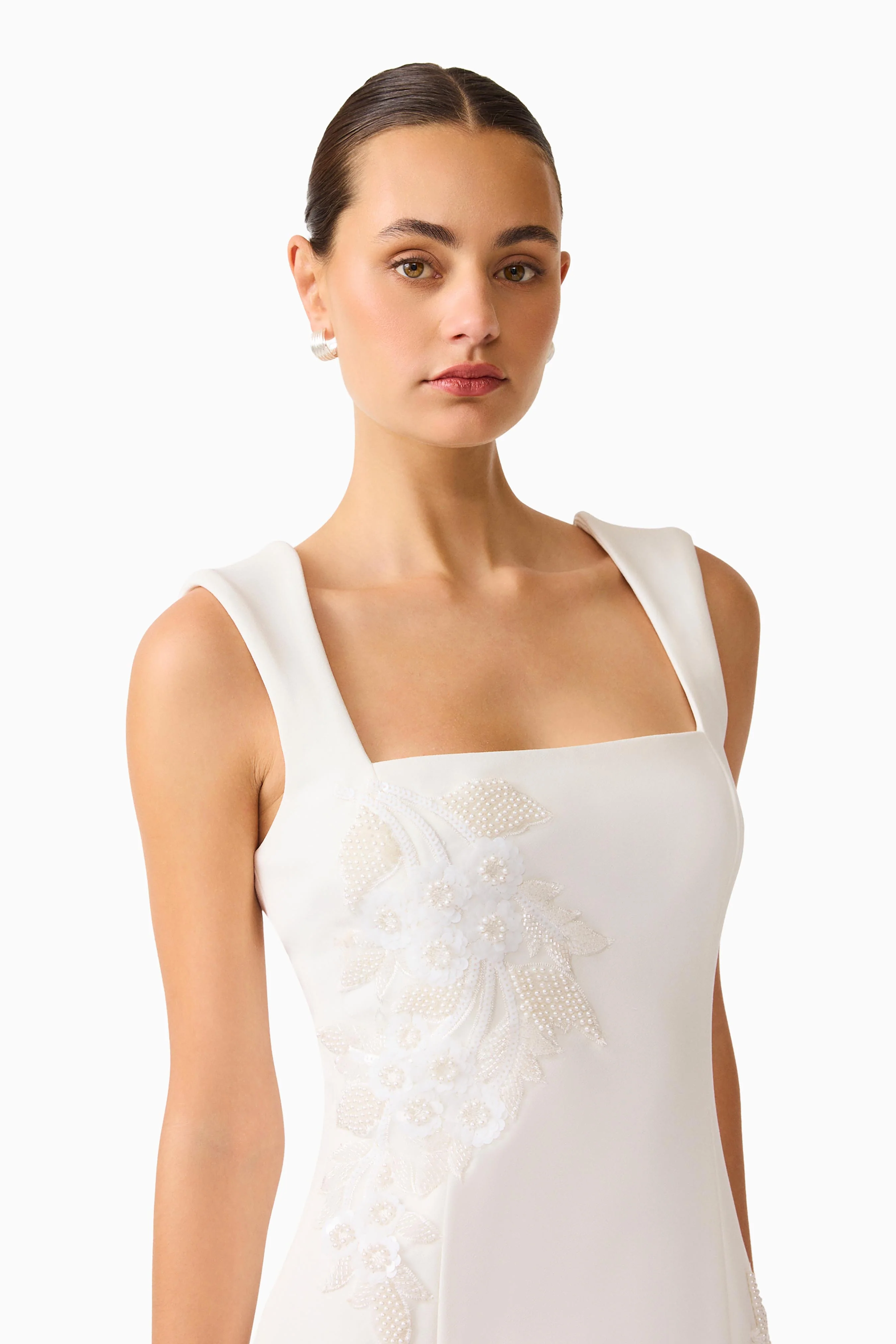 Odelia Beaded Mini Dress in White