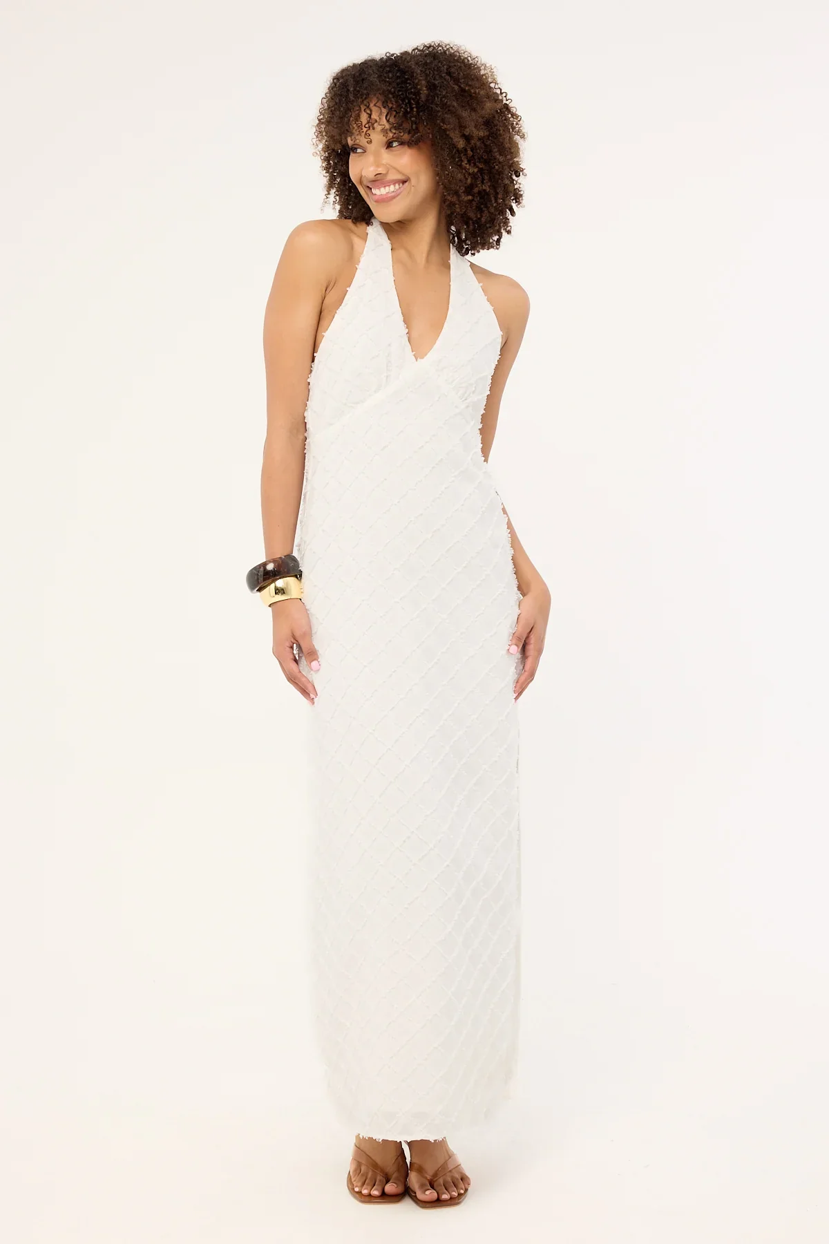 Luck & Trouble Carrie Halter Maxi Dress White