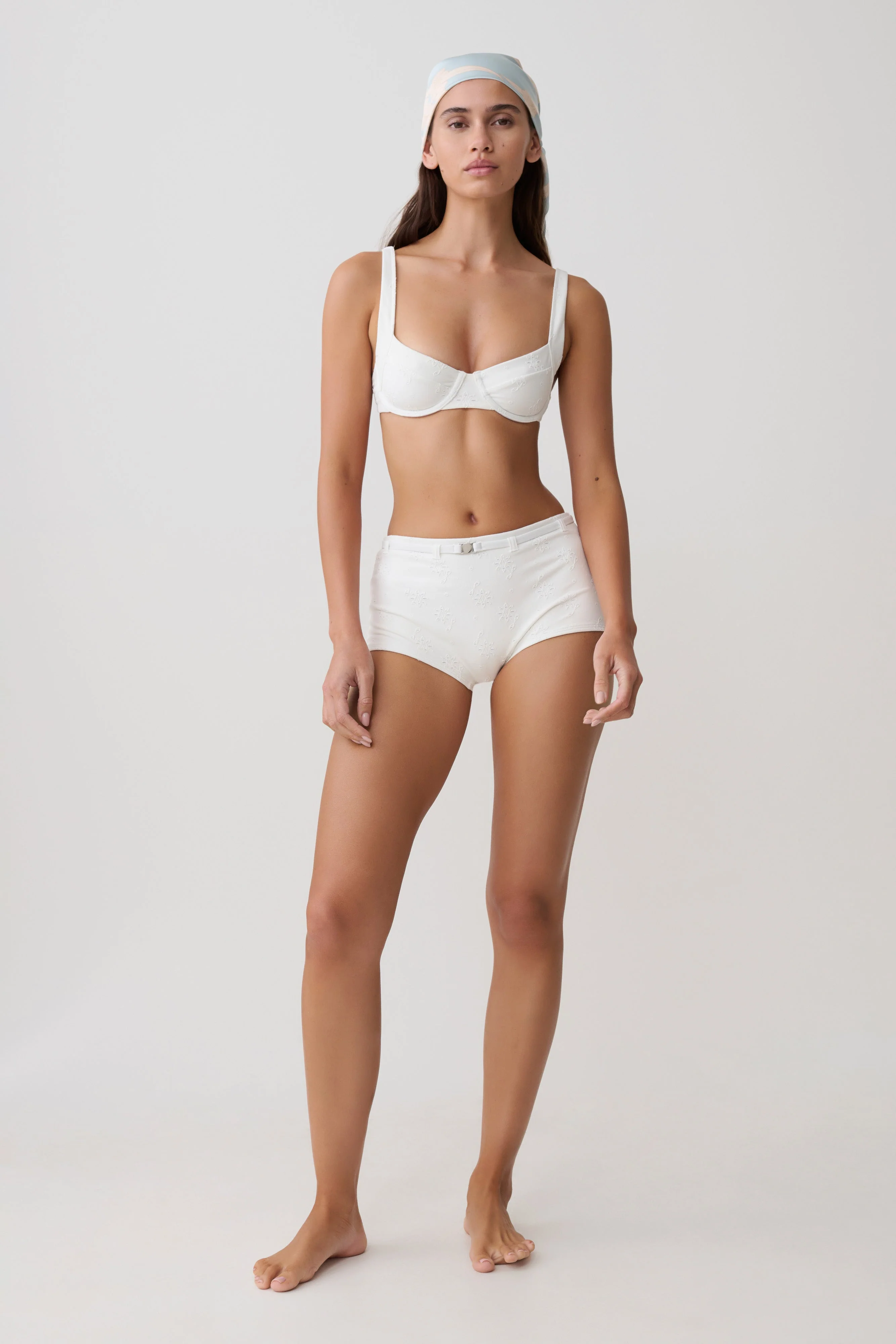 Frost Mini Bikini Shorts - White Textured Fabric
