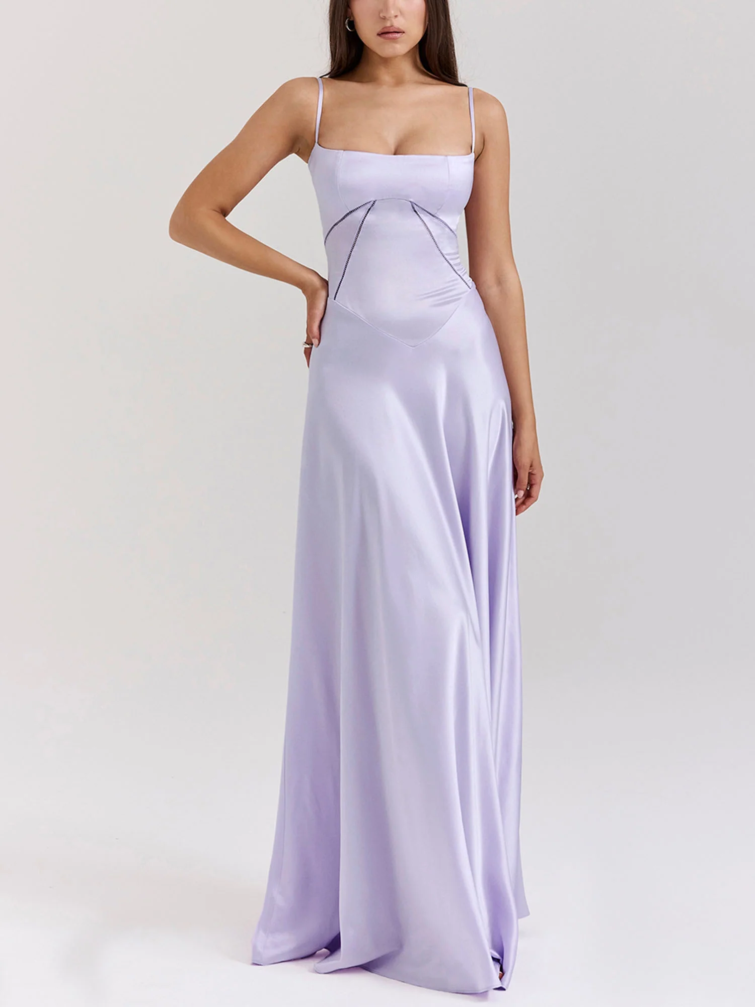 Purple Spaghetti Strap Maxi Dress