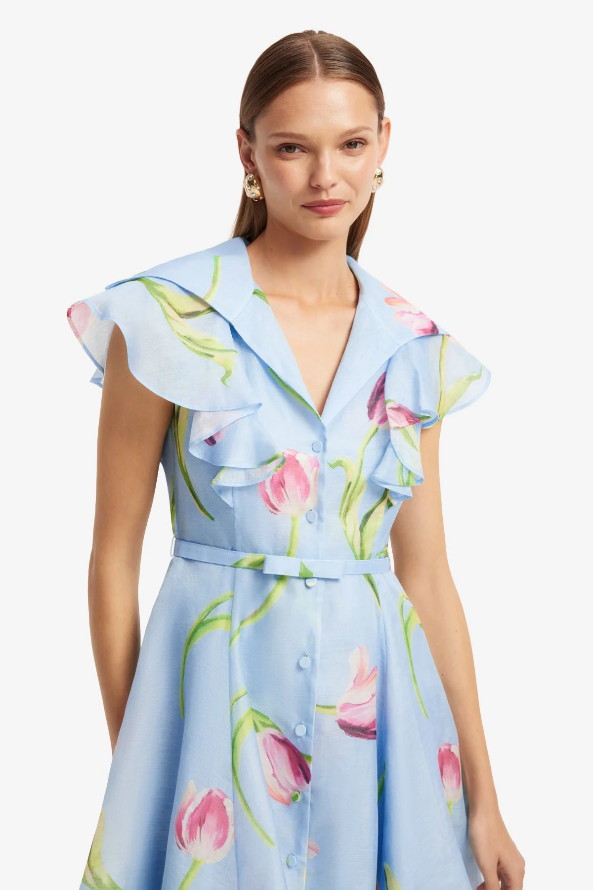 Isla Mini Dress - Tulip Print in Blue