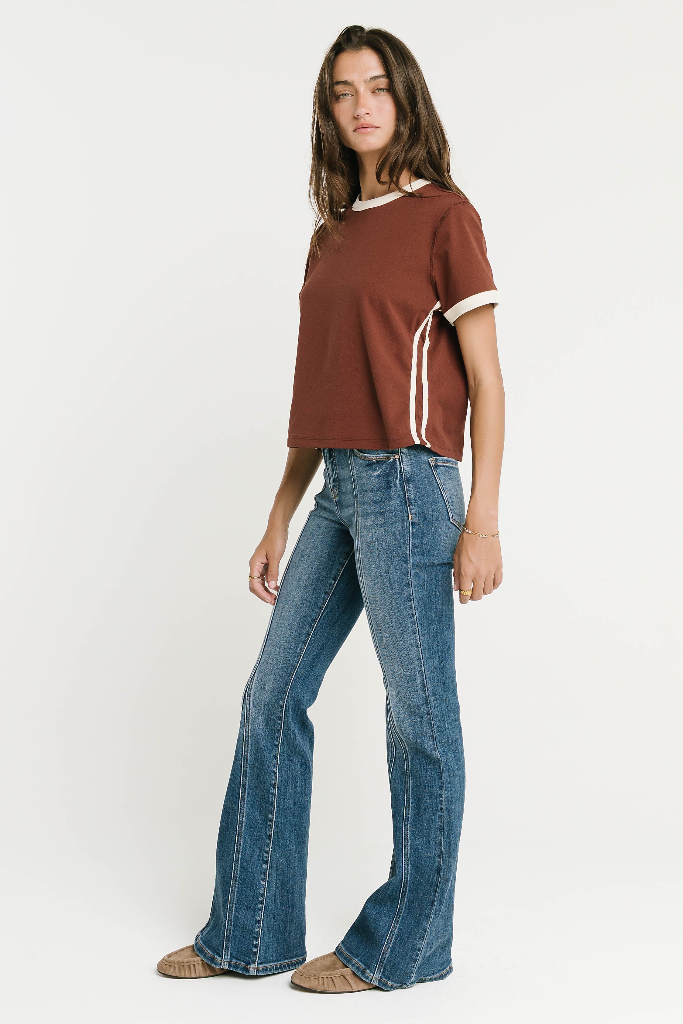 Chelsea Contrast Tee in Brown