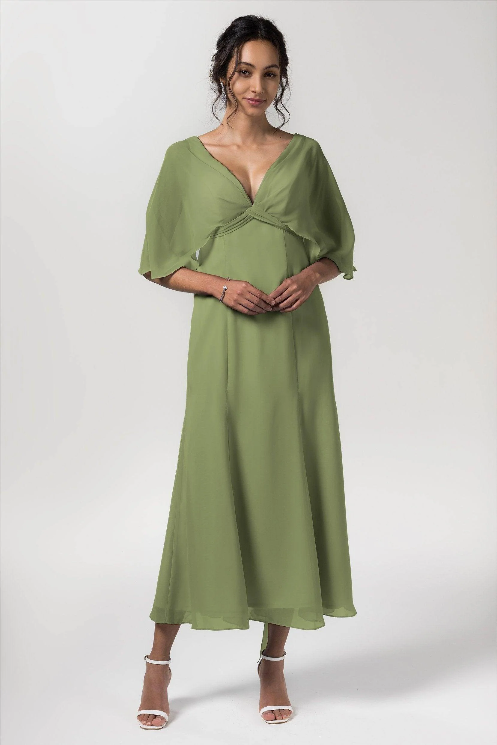 A-Line Tea Length Chiffon Bridesmaid Dress CB0553