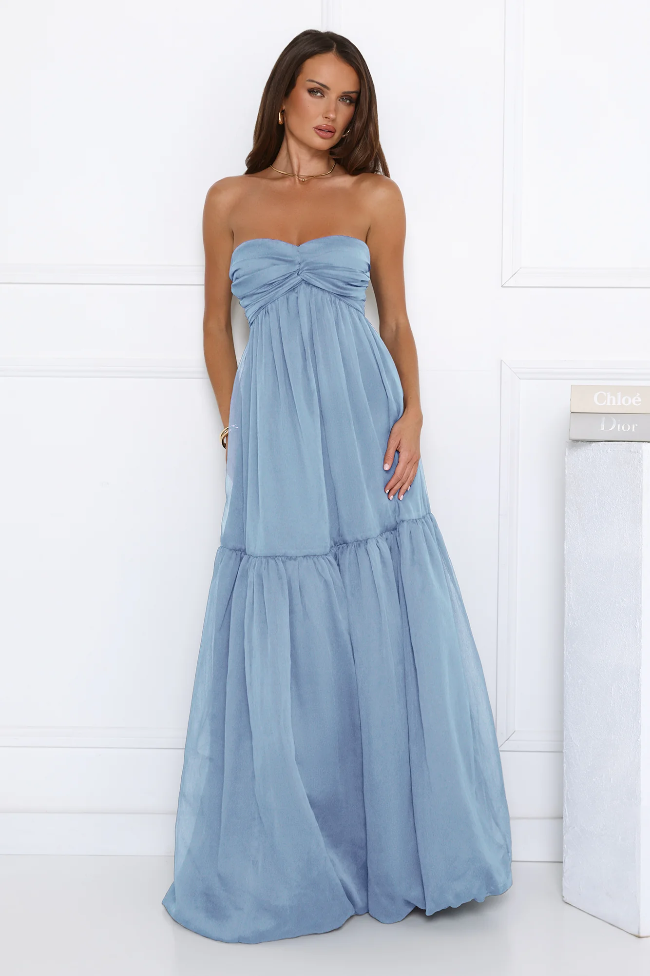Unforgettable Style Strapless Maxi Dress Blue
