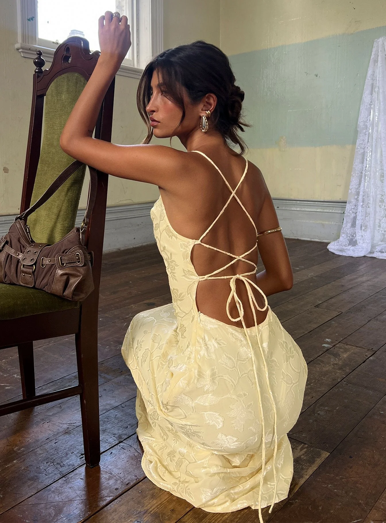 Celena Maxi Dress Lemon Burnout