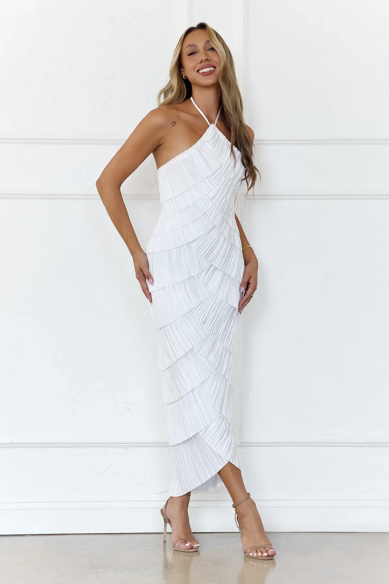 Seashell Ocean Midi Dress White - luluinthesky