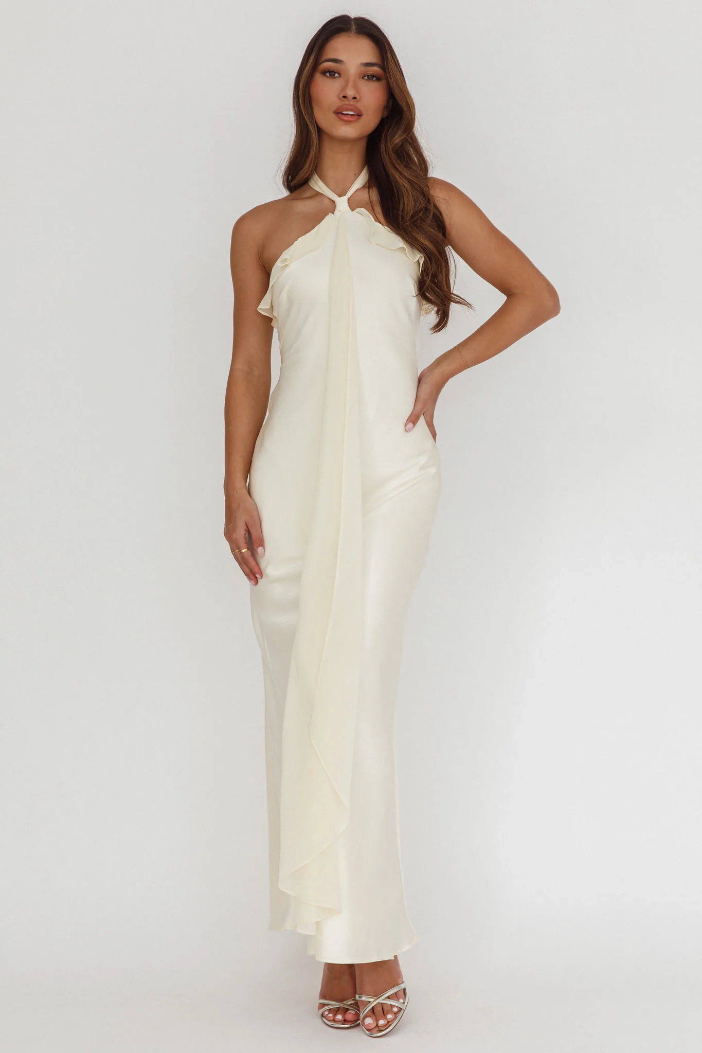 Starlet Halterneck Sash Maxi Dress Butter