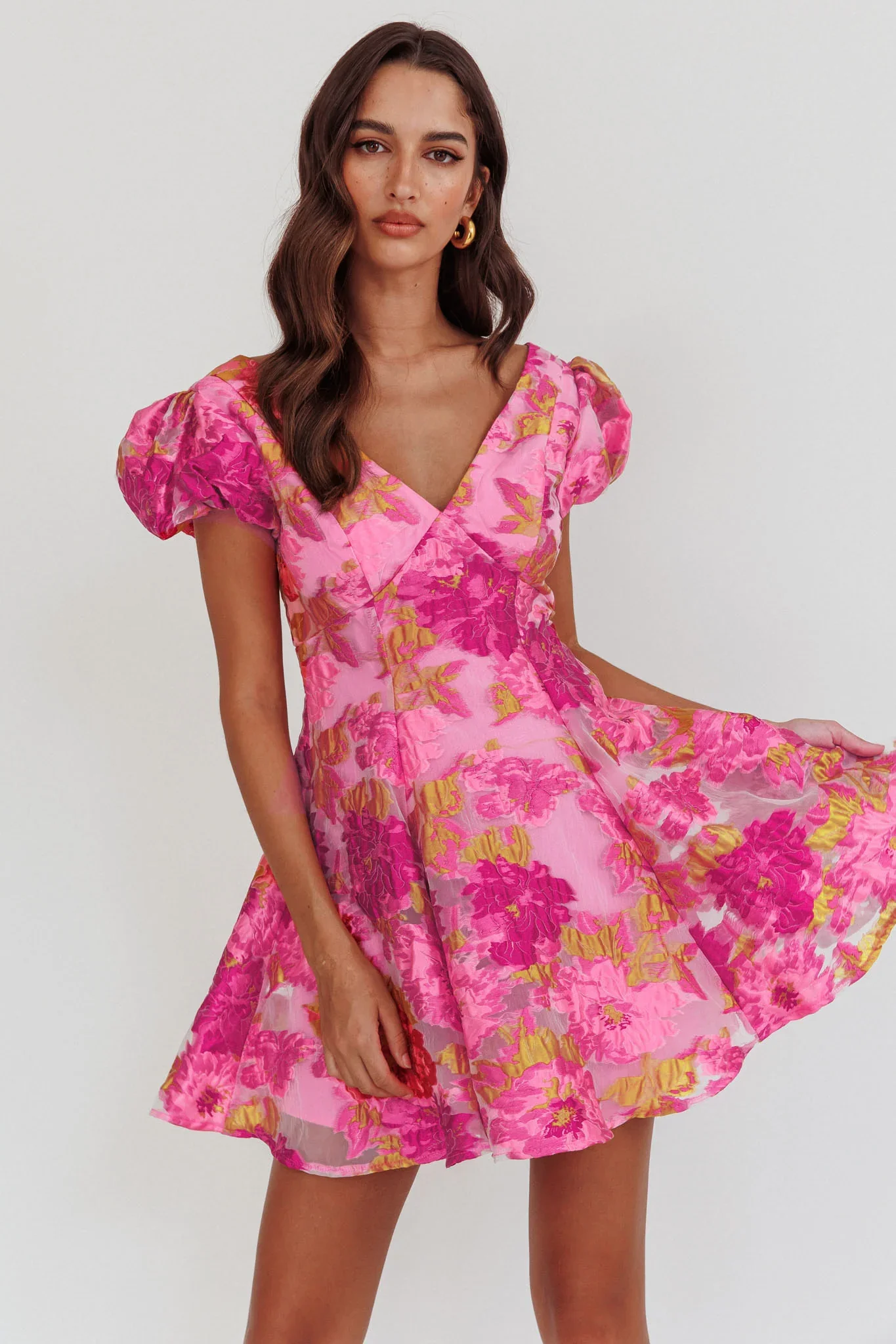 Perfect Match Puff Sleeve Low Back Mini Dress Pink - luluinthesky