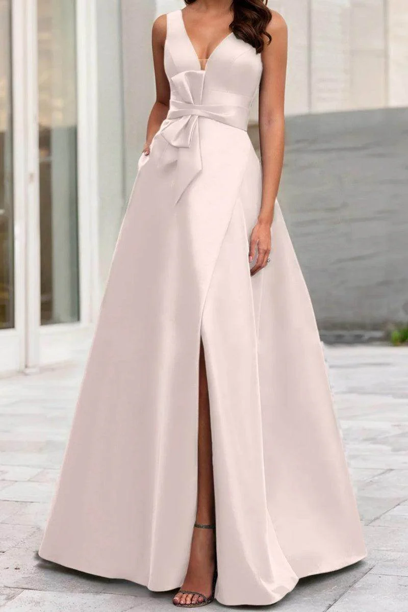A Line V Neck Sleeveless Mother Of The Bride Dresses CM0341