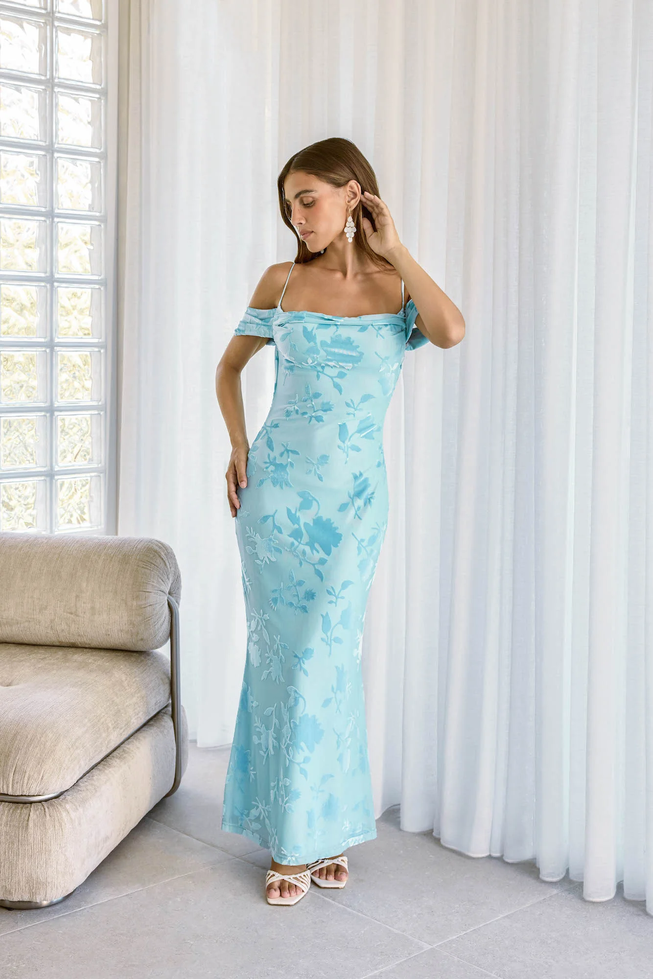 In The Front Maxi Dress Blue - luluinthesky