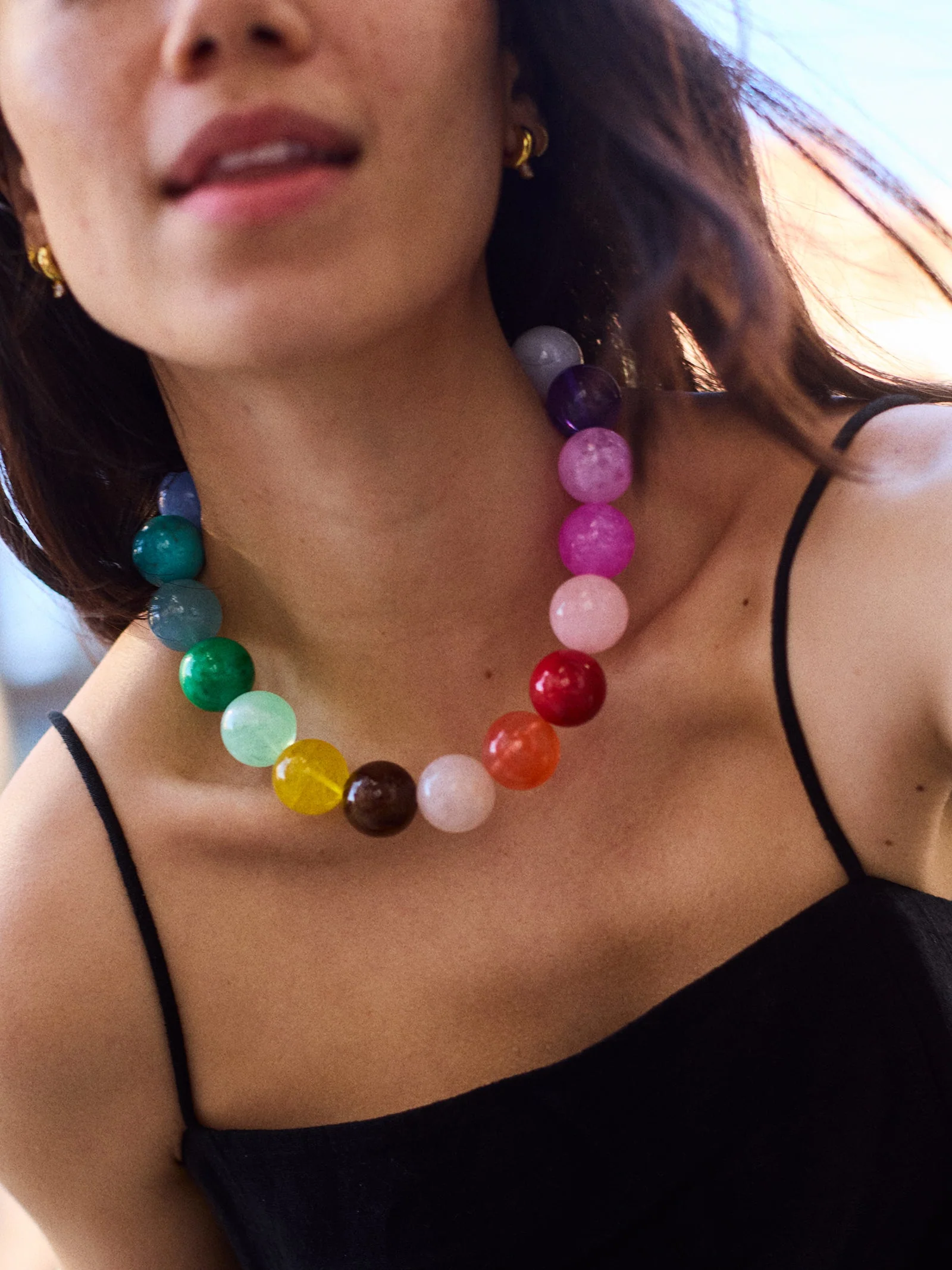 Jane Beaded Necklace - Rainbow Bead