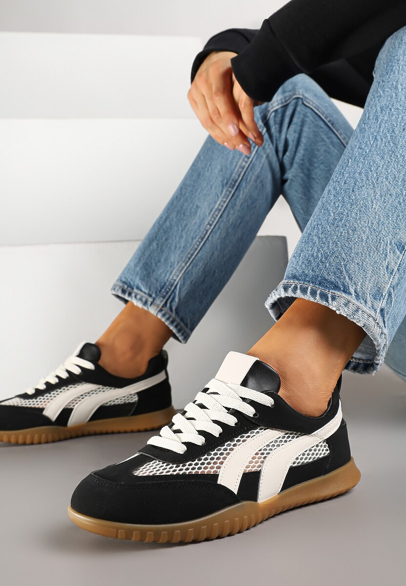 Fuksjowe Sneakersy Tenisówki z Geometrycznym Motywem Amotheira