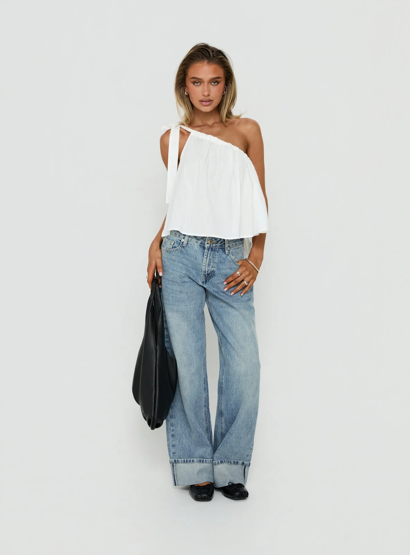 Klyne One Shoulder Top White